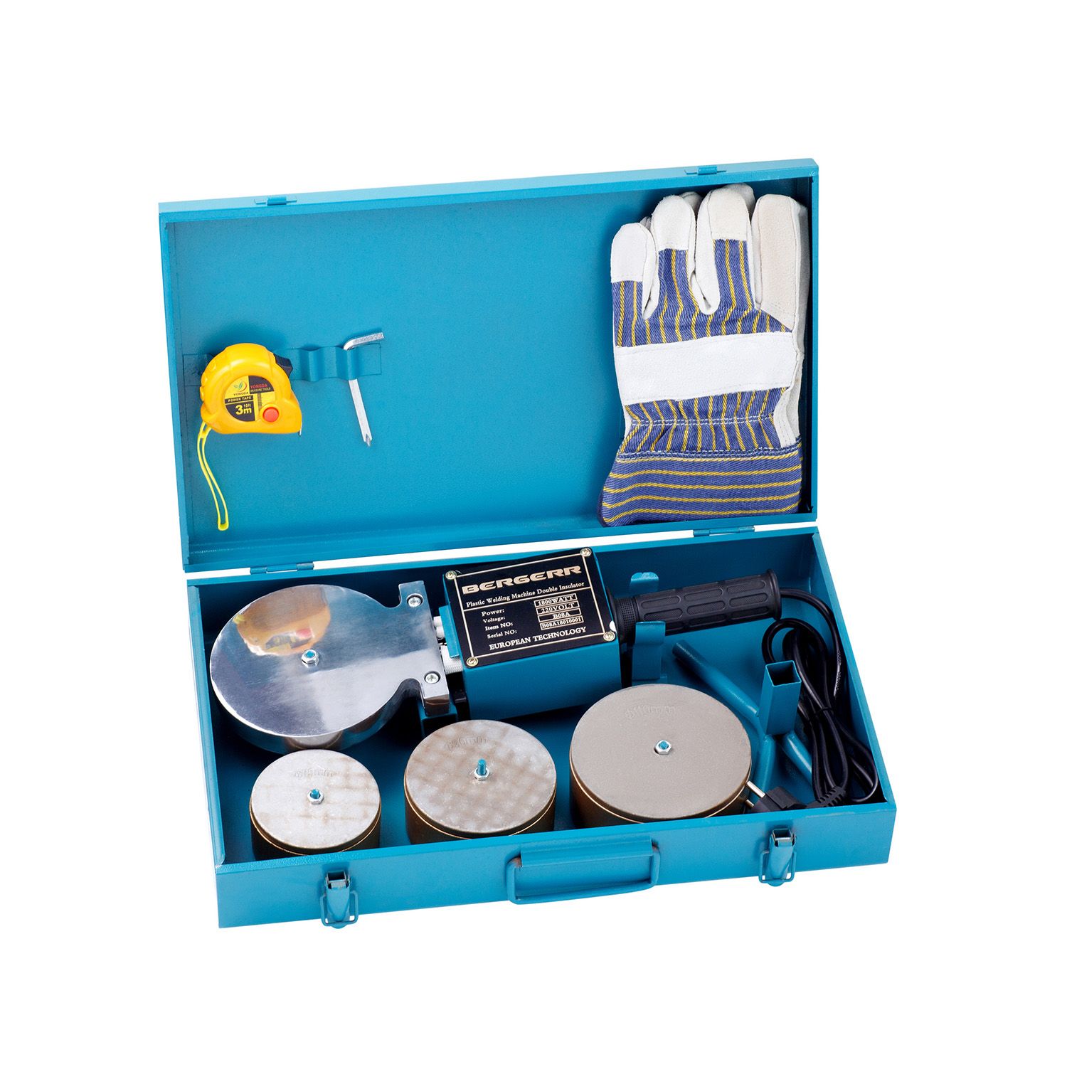 Паяльник для труб PPR Bergerr B04D кейс із насадками 75-110 мм (1800W)