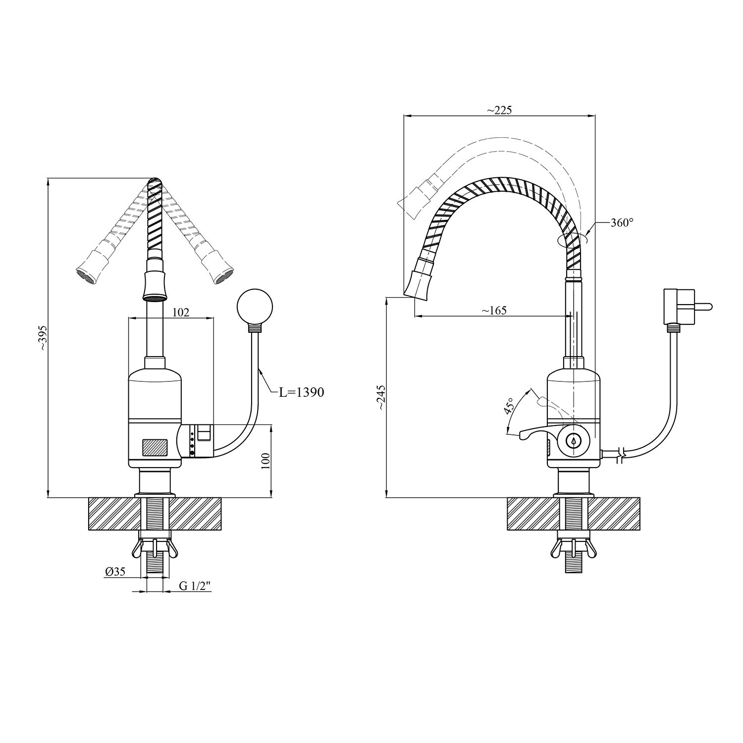 Проточний водонагрівач Kroner KRM Volt - CW090R з дисплеєм