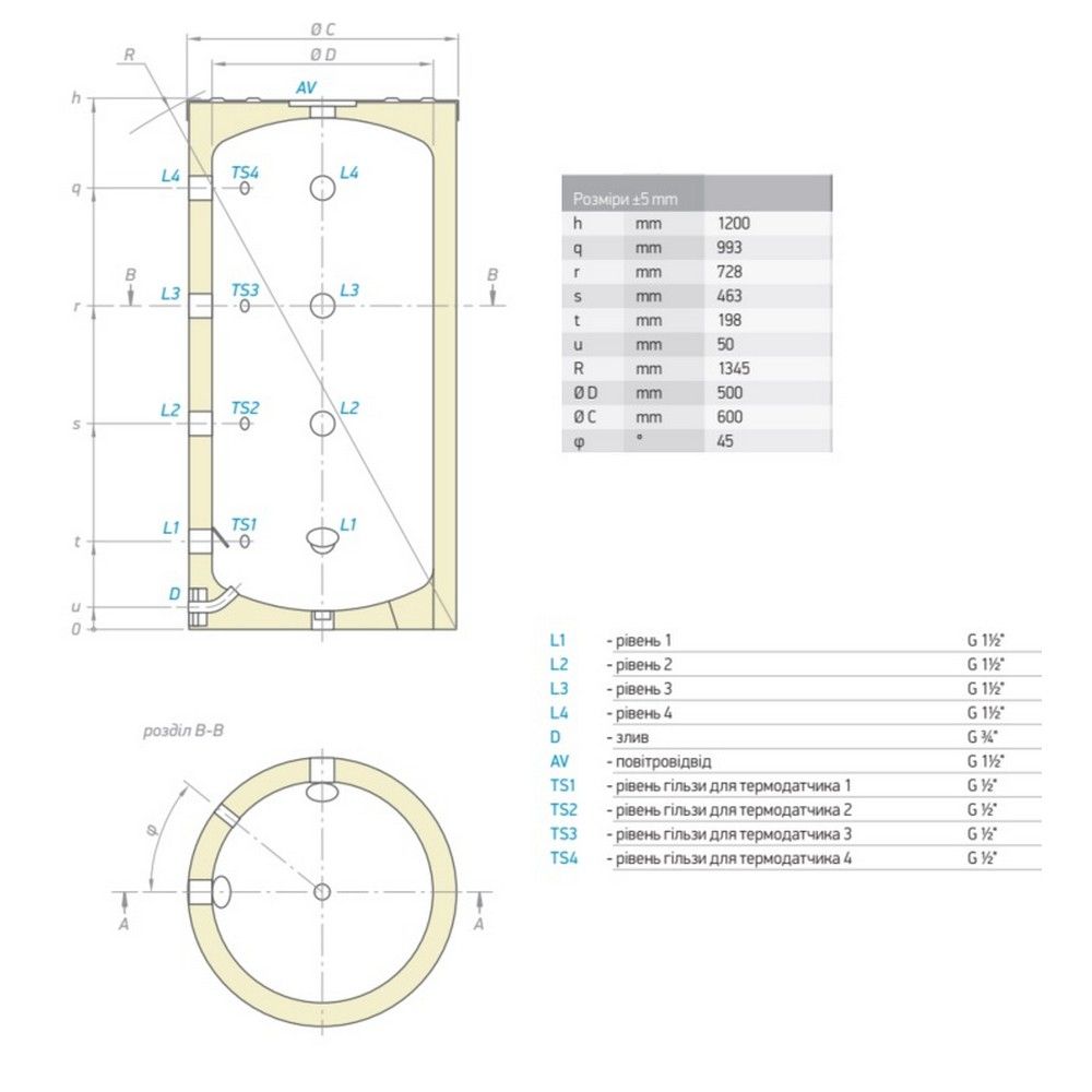 Буферная емкость Tesy 200 л (V20060F40P4) 300632