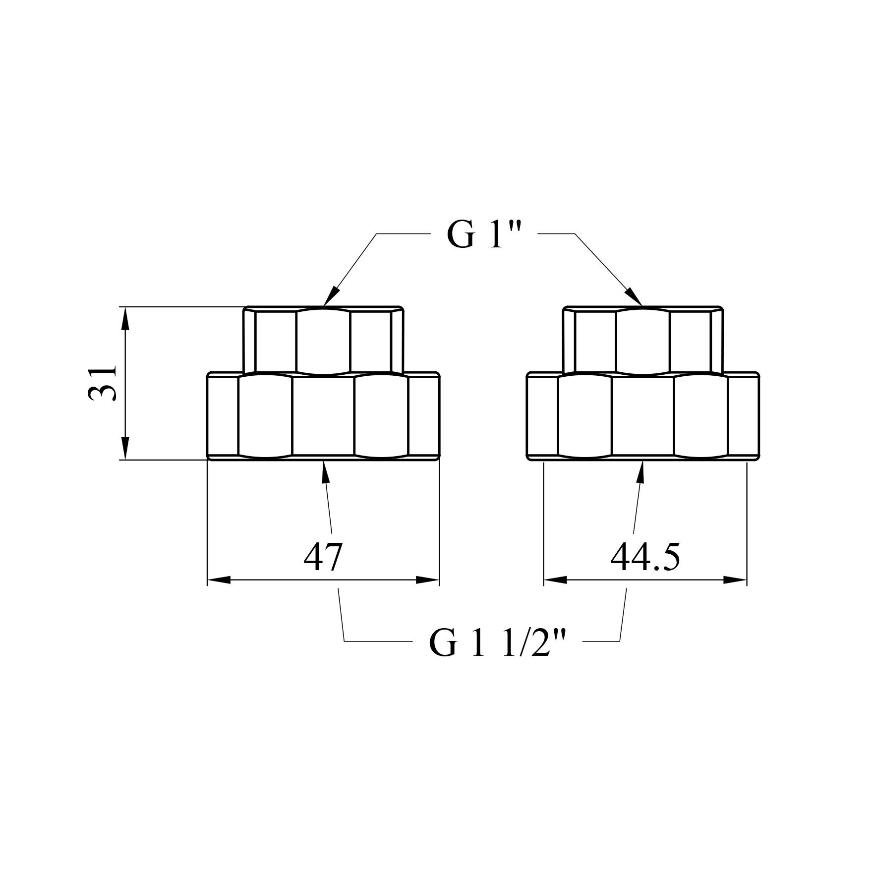 Комплект гайок для циркуляційного насоса Agua 1½" - 1" (пара)