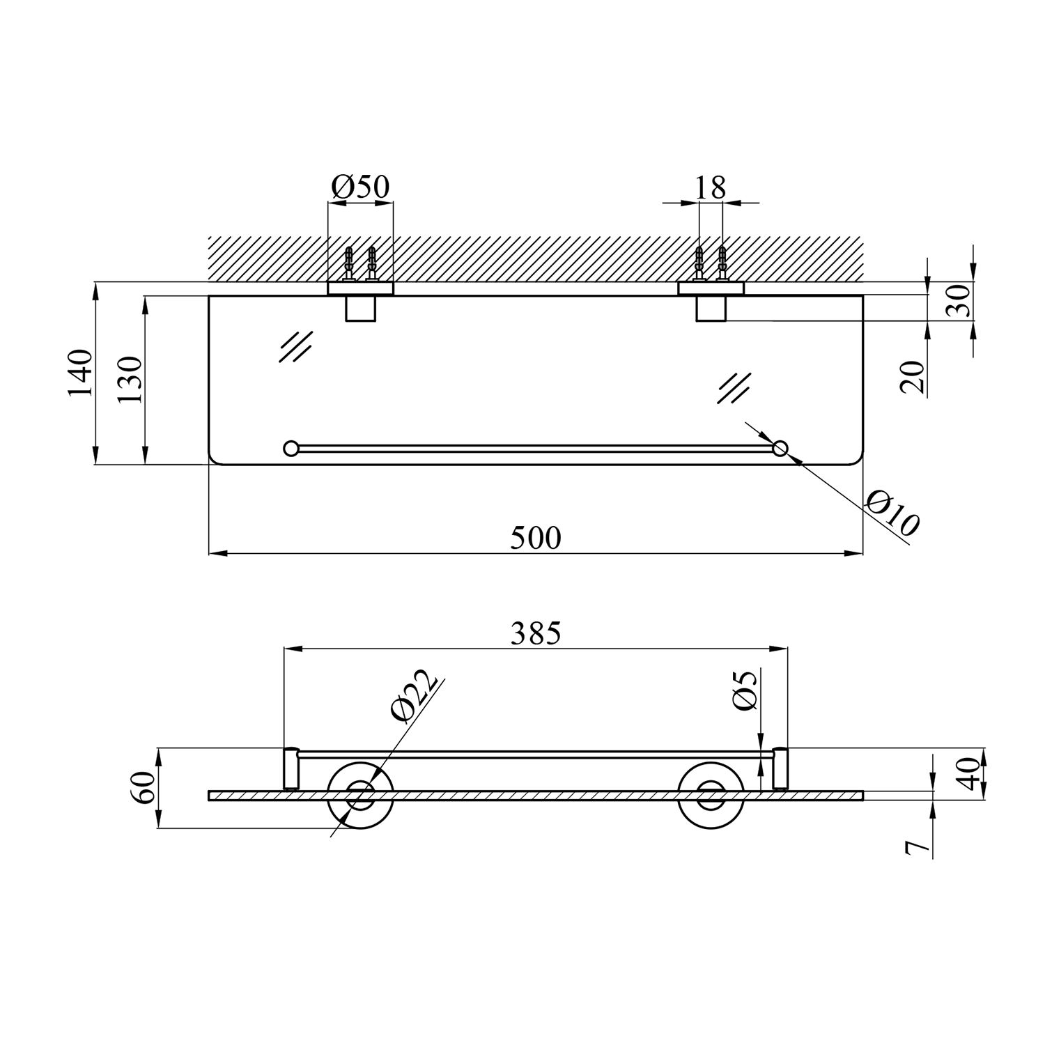 Полиця для ванної кімнати Kroner KRP Edelstahl Klassisch - ESG3707