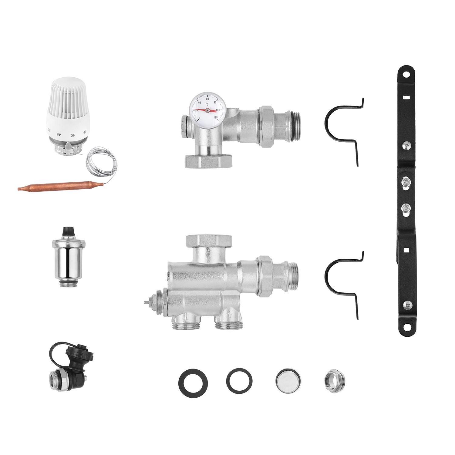 Змішувальний вузол для колектора в зборі з нижнім підключенням STA 1", нікельований