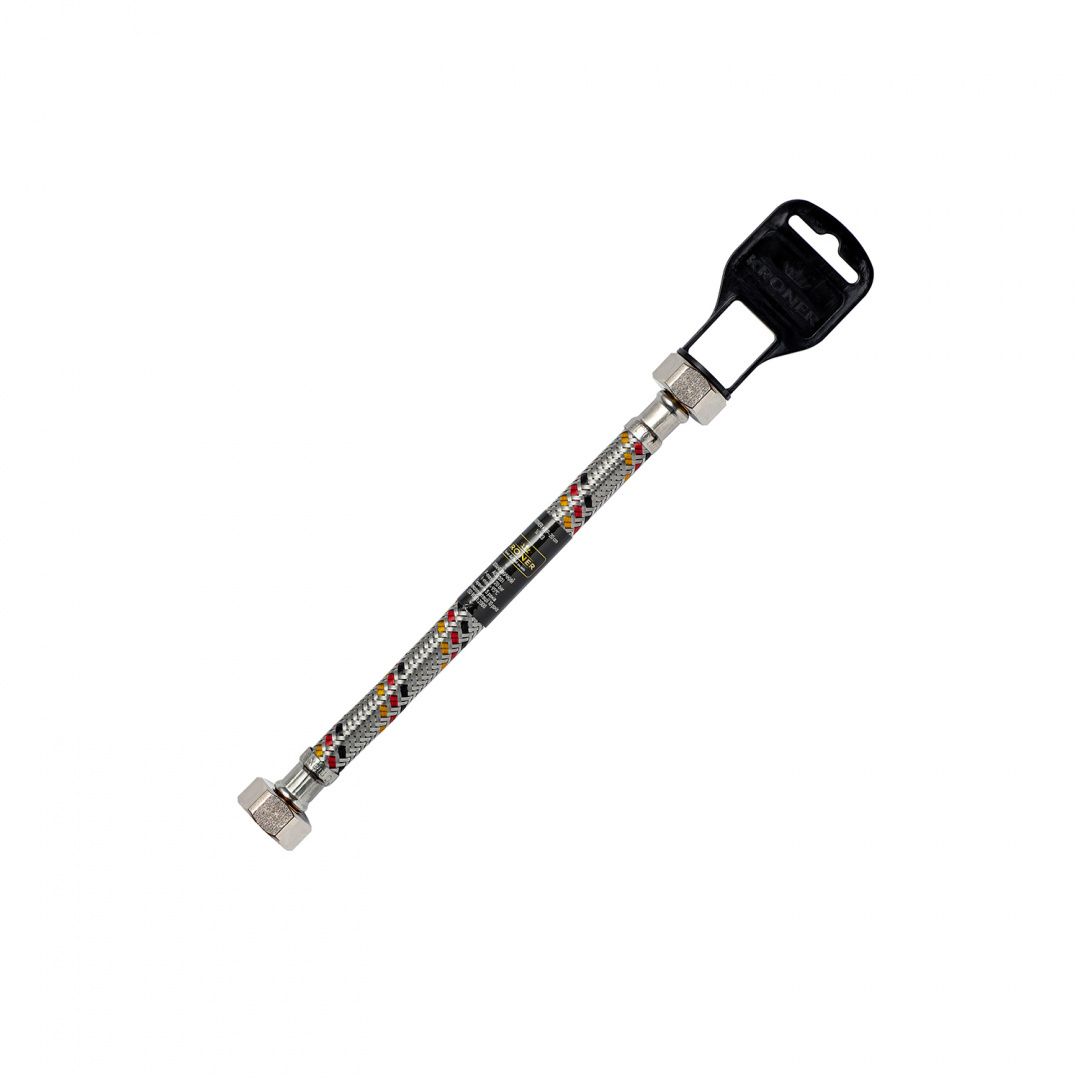 Гнучка підводка для підключення води Kroner KRP 1/2" ВВ 120 см в обплетенні з нержавіючої сталі