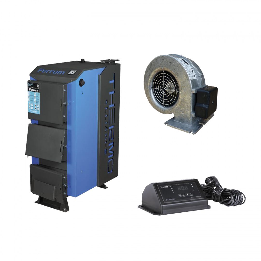Thermo Alliance Ferrum V 3.0 Котел твердотопливный стальной FSF 26-30 + Вентилятор котла до 40 кВт, "M Plus M" + "ТА25nzPID" Контроллер для котла