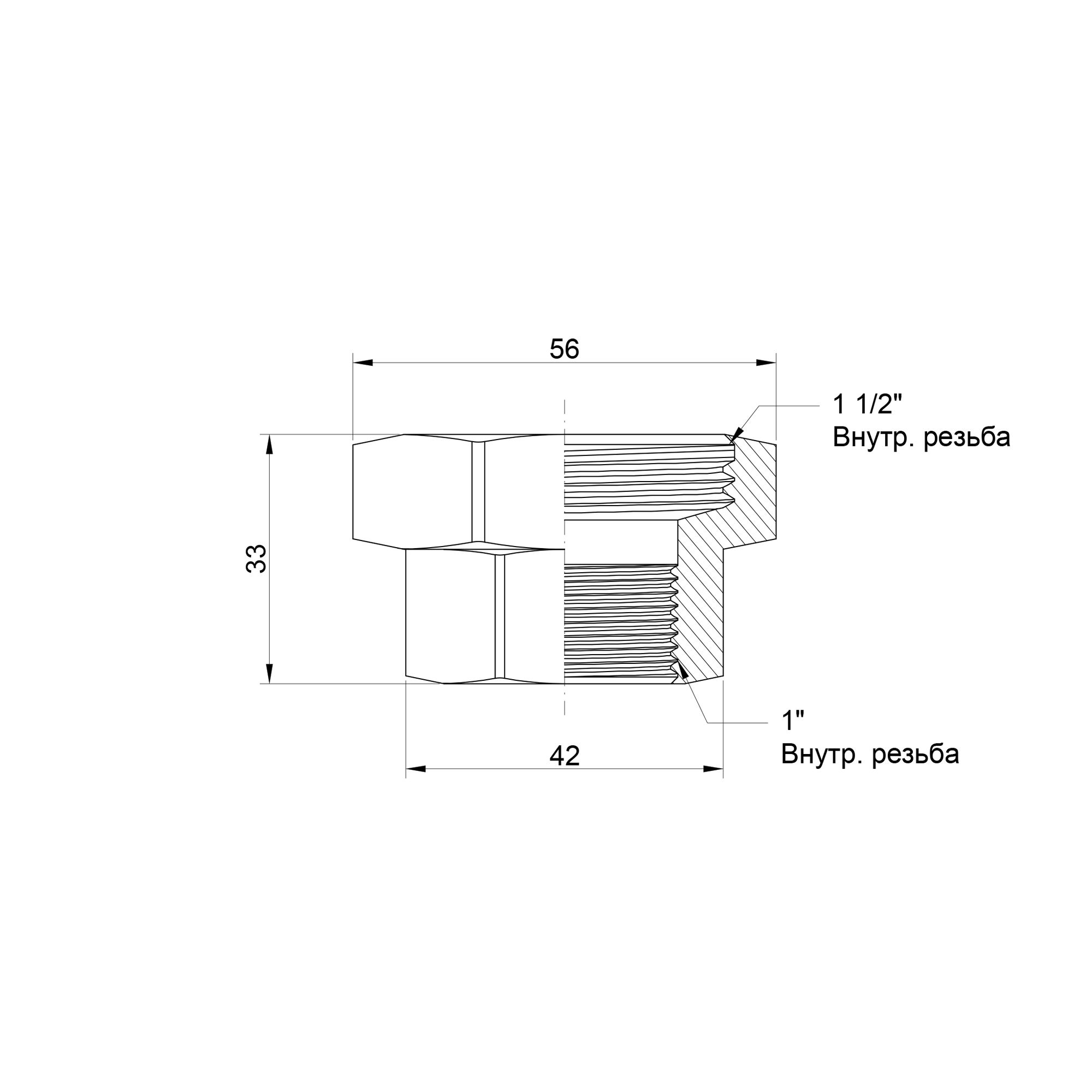 Переходник плоский Icma 1" 1/2х1" ВР №789