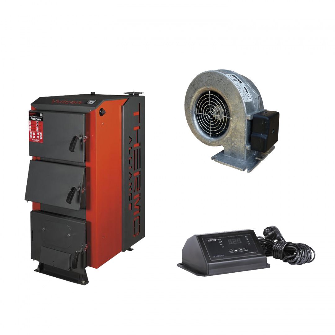 Thermo Alliance Vulcan V 3.0 Котел твердотопливный стальной SF 20 + Вентилятор котла до 40 кВт, "M Plus M" + "ТА25nzPID" Контроллер для котла