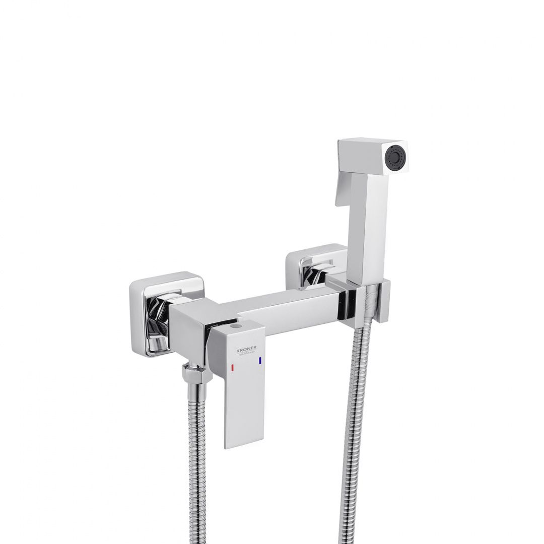 Набір для гігієнічного душу зі змішувачем Kroner KRP Edelstahl Kubus - CHR052