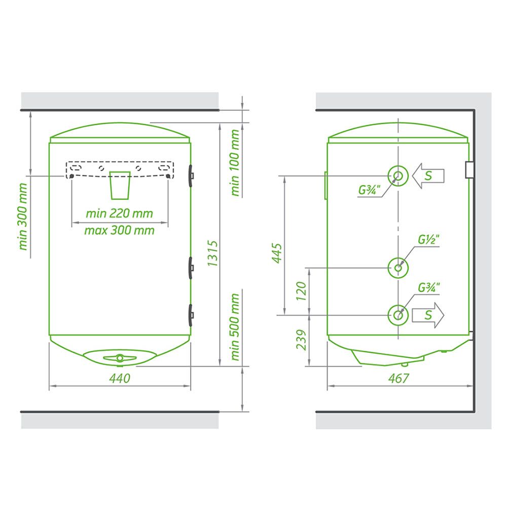 Комбінований водонагрівач Tesy Bilight 150 л, мокрий ТЕН 2,0 кВт (GCV9S1504420B11TSRP) 305156