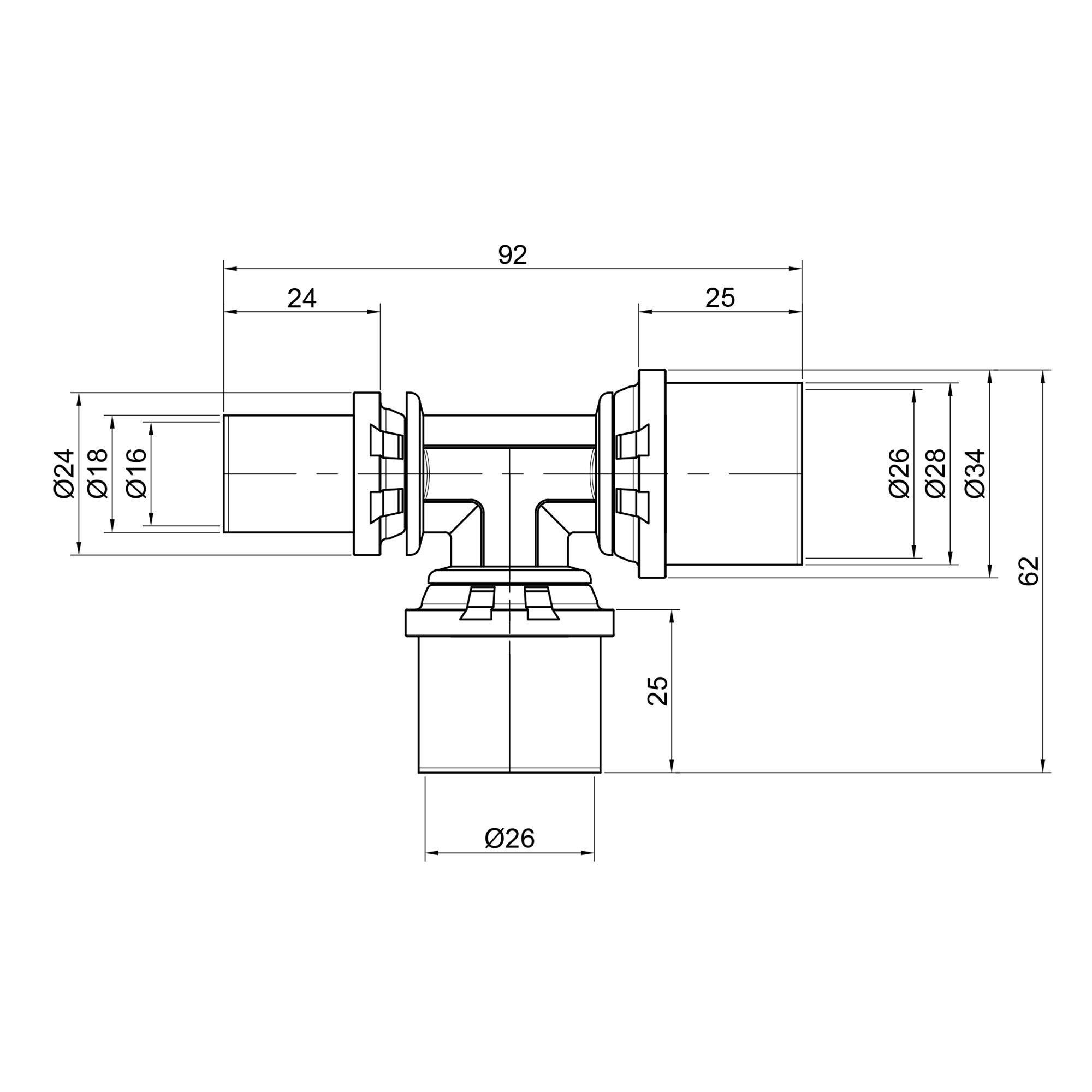 Трійник прес Icma 26х26х16 №406