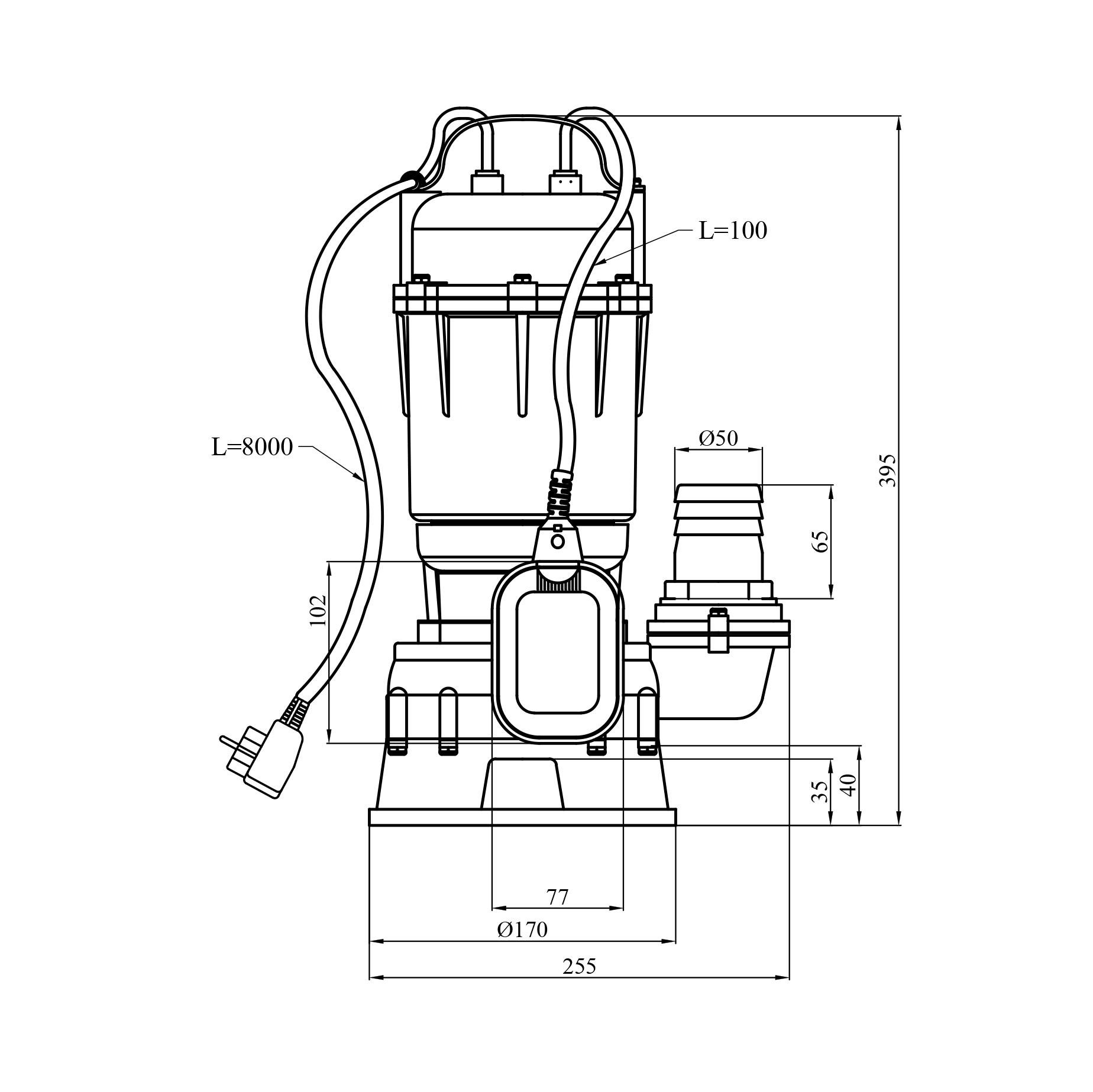 Насос фекальний Agua WQD-C-13-10-2.5 кВт з ножем