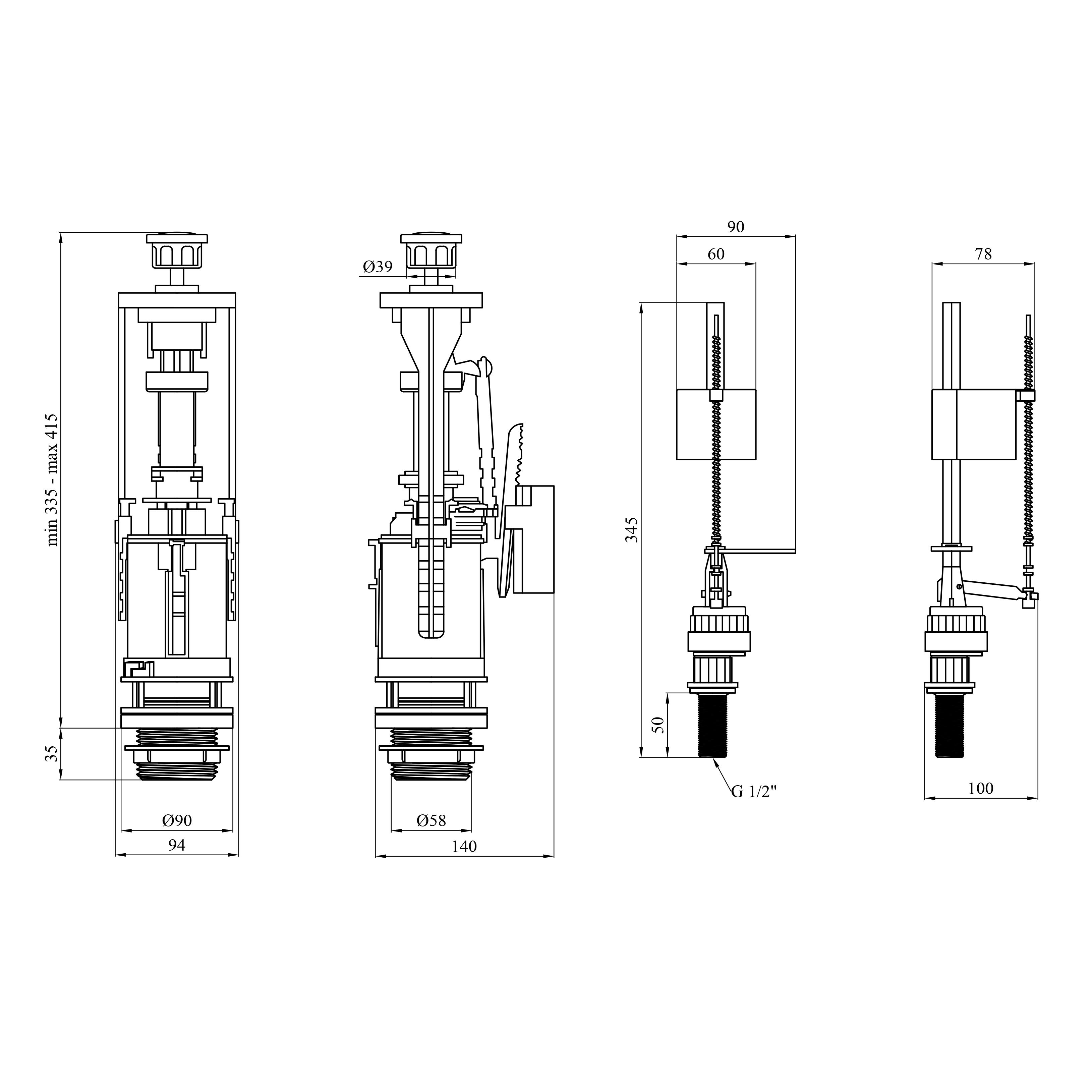 Комплект для бачка унітаза NM дворівневий, з нижнім підведенням 1/2"