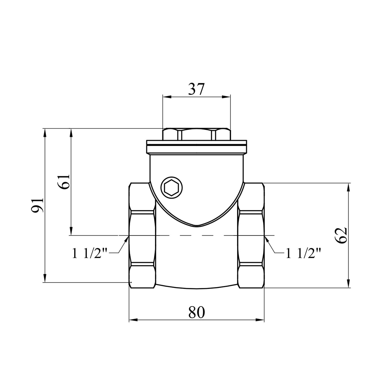 Пелюстковий клапан Karro 1 1/2" ВВ латунний KR-107