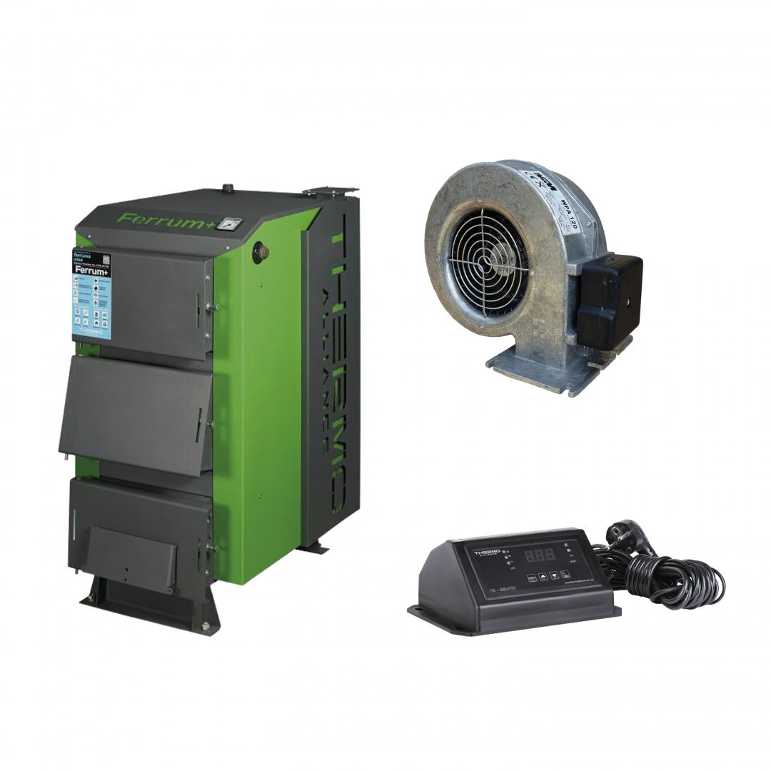 Thermo Alliance Ferrum Plus V 3.0 Котел твердотопливный стальной FSF+ 14 + Вентилятор котла до 40 кВт, "M Plus M" + "ТА25nzPID" Контроллер для котла