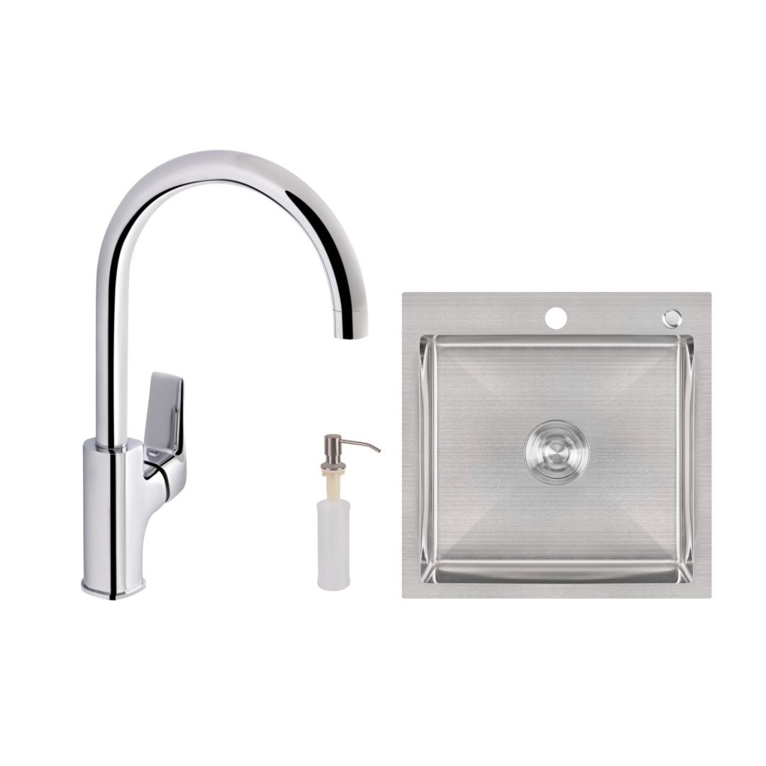 Набір для кухні Pivonka 2 в 1 зі змішувачем (QTPIV9013102UC + LDH5050BRU35375) Chrome