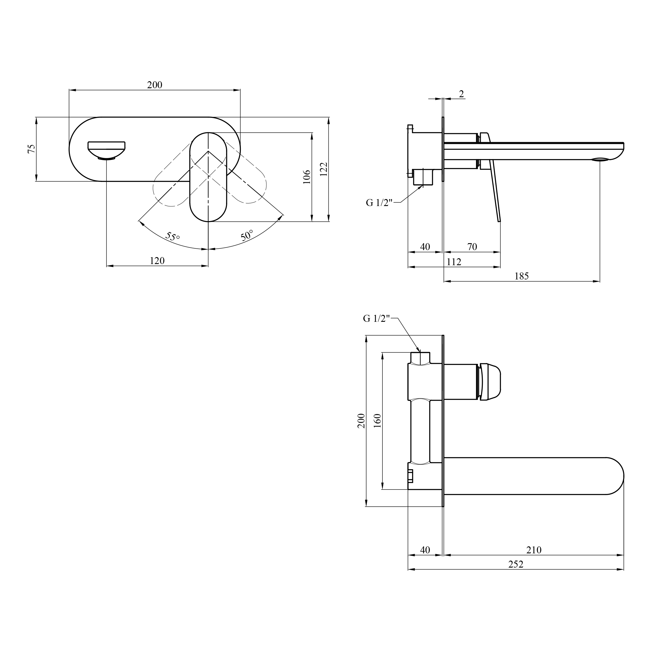 Змішувач прихованого монтажу для раковини Kroner Element 211133B-5301