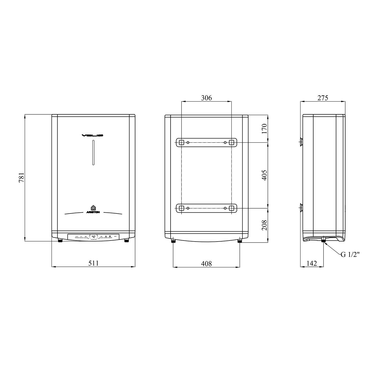 Водонагрівач Ariston Velis 50 EU з сухим ТЕНом 3626135