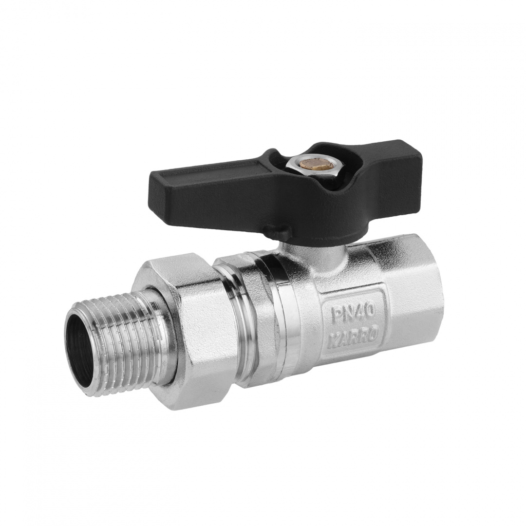 Кран-американка кульовий прямий Karro "Uno Black" 1/2" ВЗ PN40 метелик