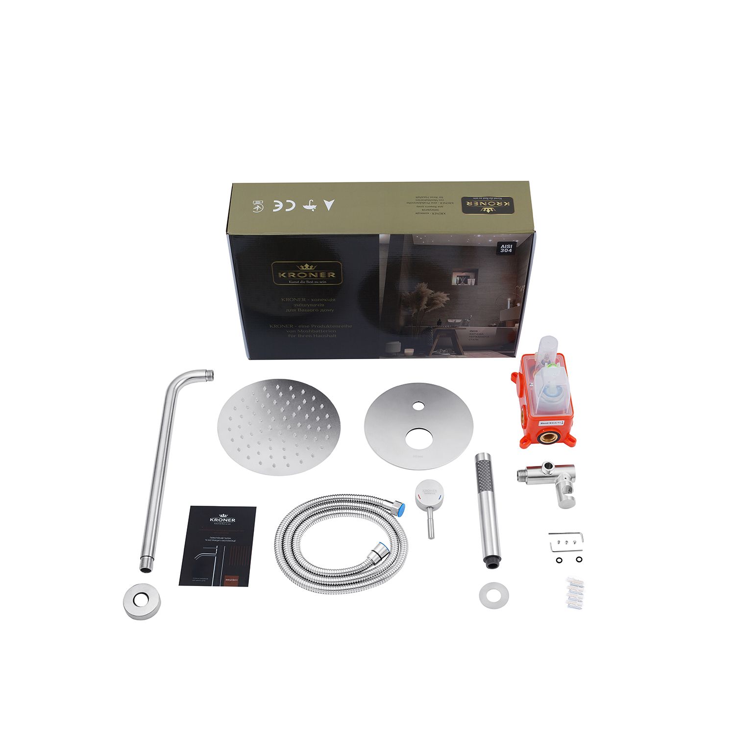 Набор 2 в 1 душова система Kroner Edelstahl Klassisch-ESG082 + змішувач Edelstahl Klassisch-ESG010