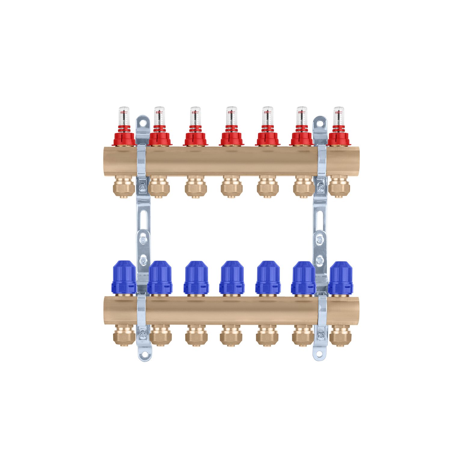 Колектор в зборі STA на 7 виходів 1"х3/4" з євроконусами, латунний