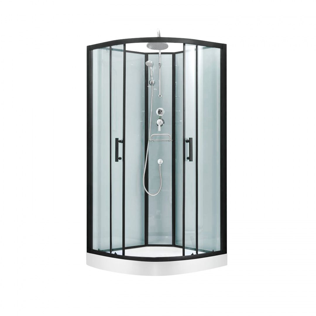 Набор Lidz душевой бокс Majatek SB90x90.BLA.LOW.TR, стекло прозрачное 5 мм + поддон Kupala