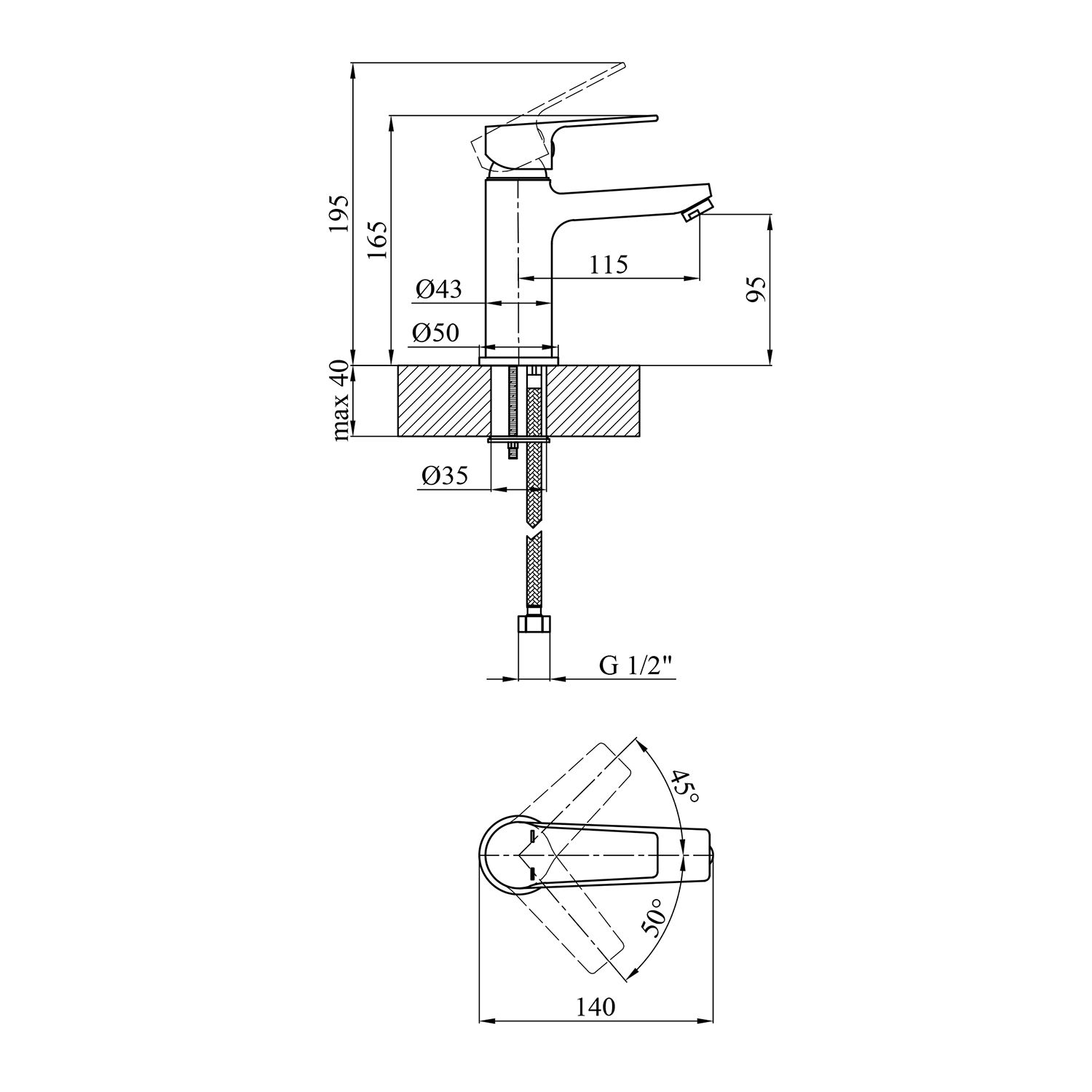 Набор 2 в 1 душова система Kroner Armada-C064K + змішувач Hagen-C010