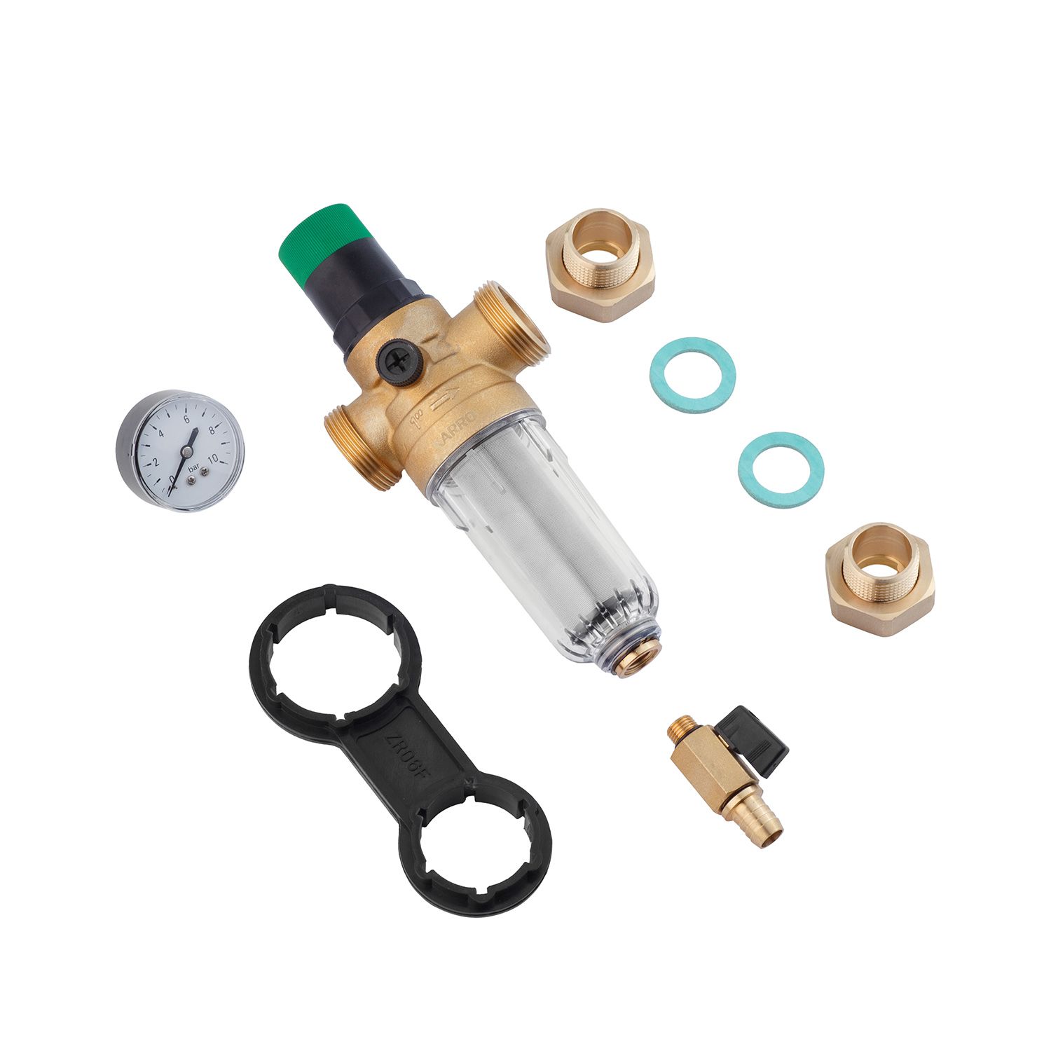 Фільтр самоочисний з редуктором тиску Karro 1" ЗЗ, латунний KR-8800