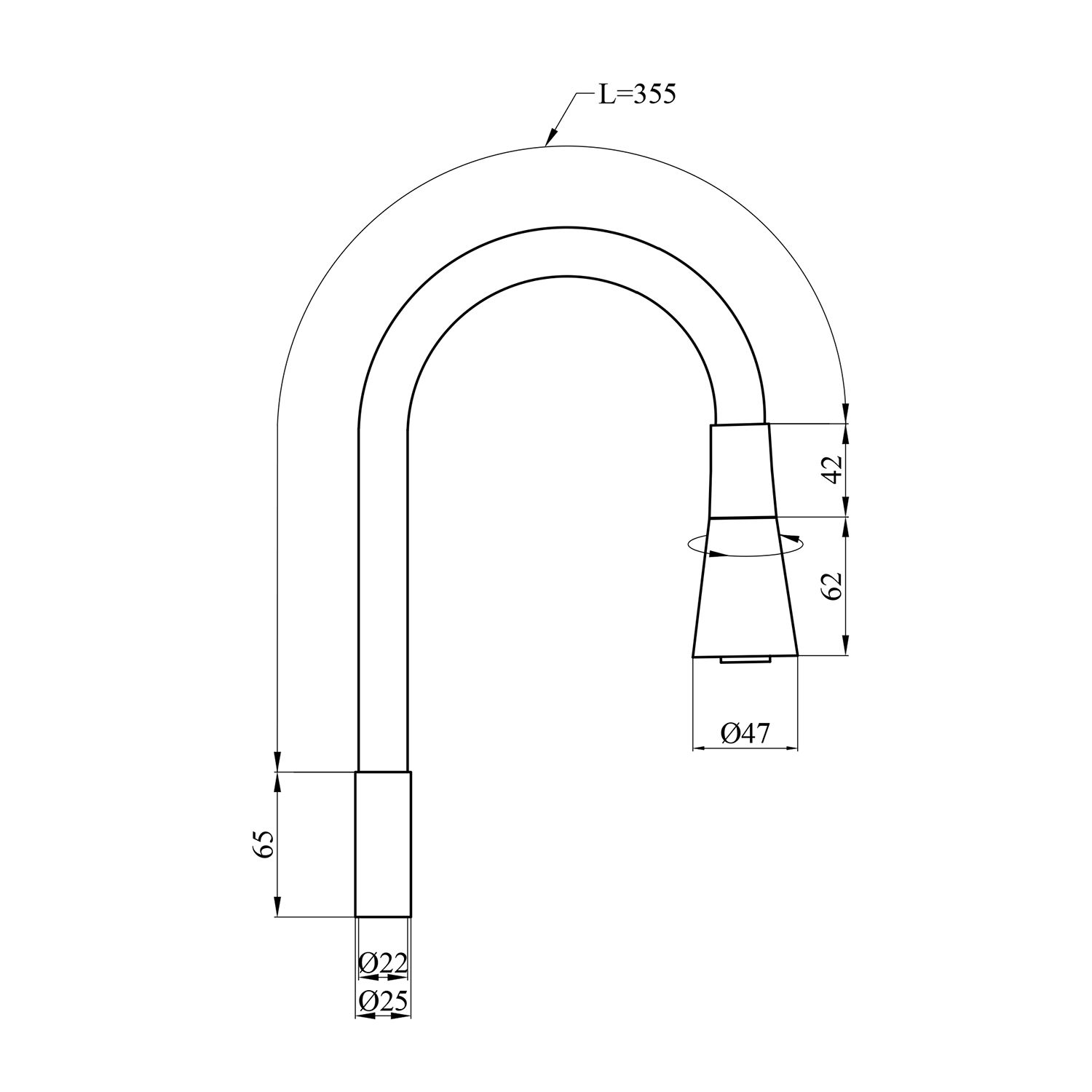 Вилив для змішувача гнучкий Kroner KRP - C803BLK