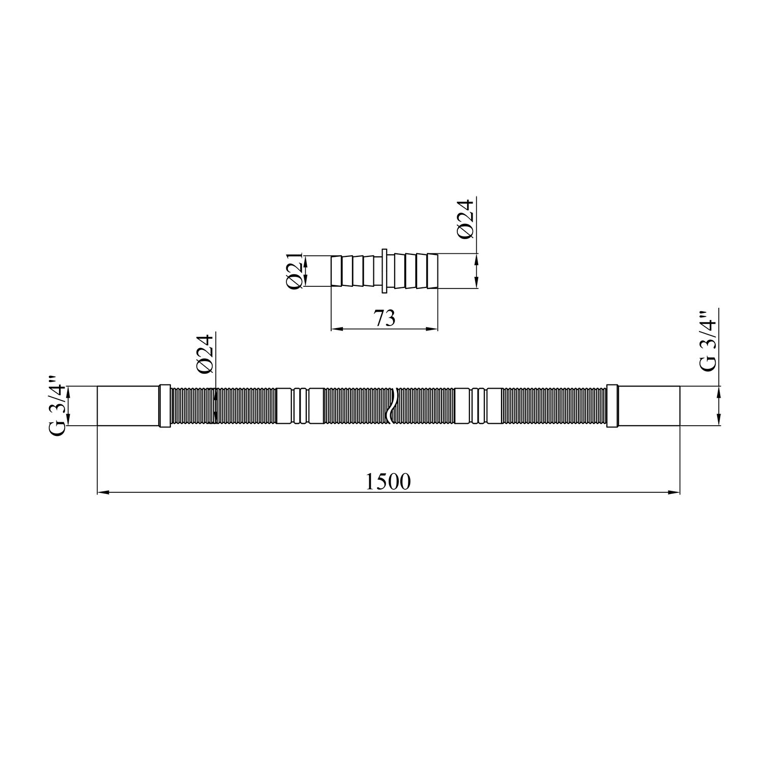 Шланг зливний для пральної машини Kroner KRP - DR150 150 см
