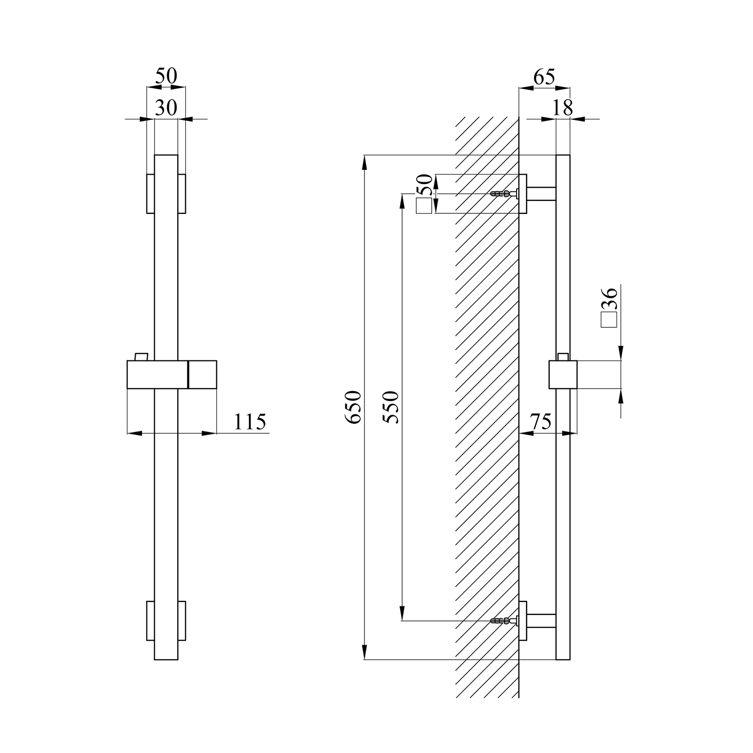 Штанга для душу Kroner KRP Edelstahl Kubus - ESG230