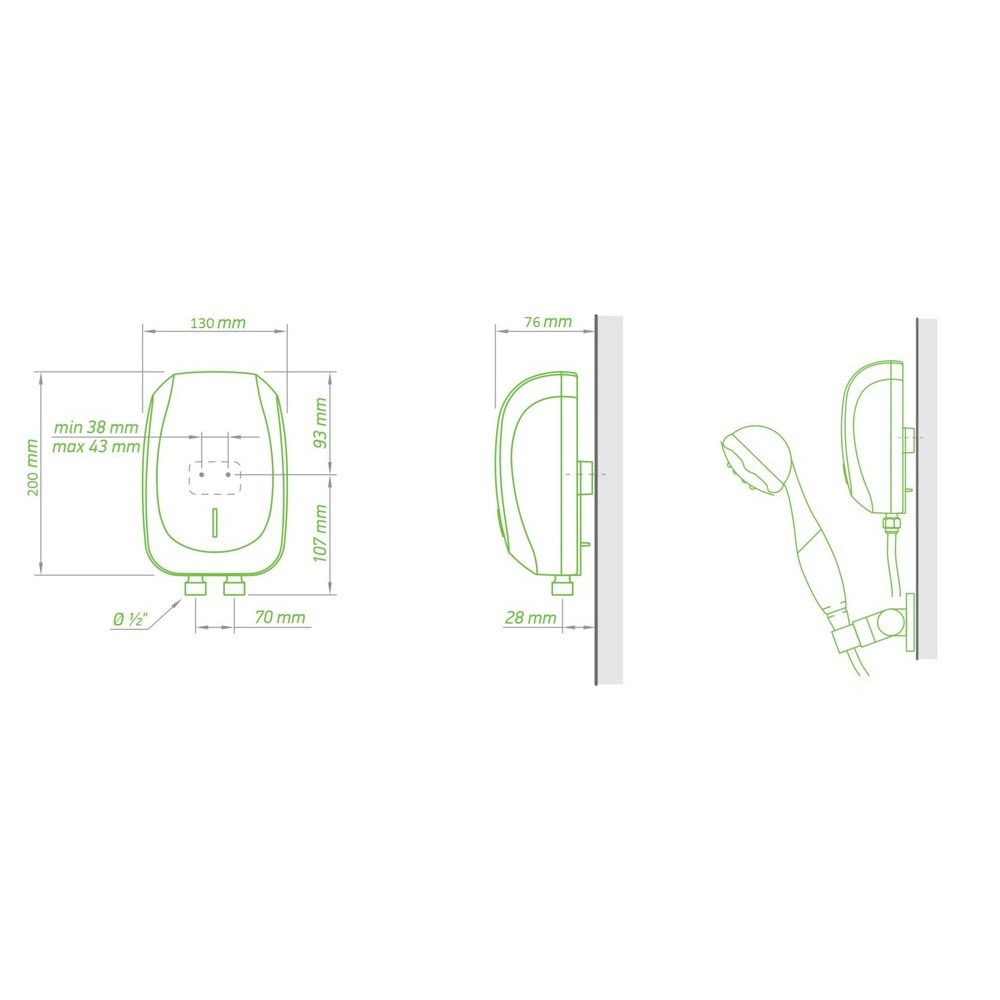 Проточный водонагреватель Tesy с душевой лейкой 5,0 кВт (IWH50X02BAH) 301658