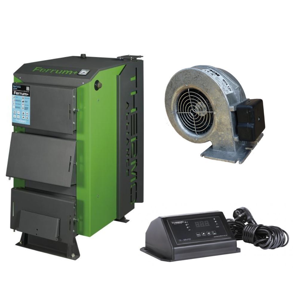 Thermo Alliance Ferrum Plus V 3.0 Котел твердотопливный стальной FSF+ 30 + Вентилятор котла до 40 кВт, "M Plus M" + "ТА25nzPID" Контроллер для котла