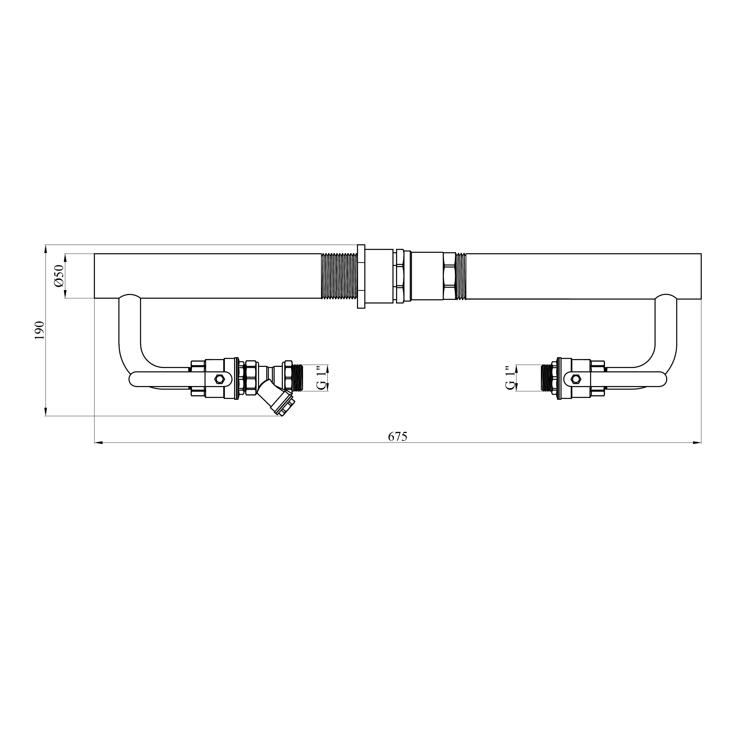 Байпас короткий в зборі STA (DN) 50 з клапаном