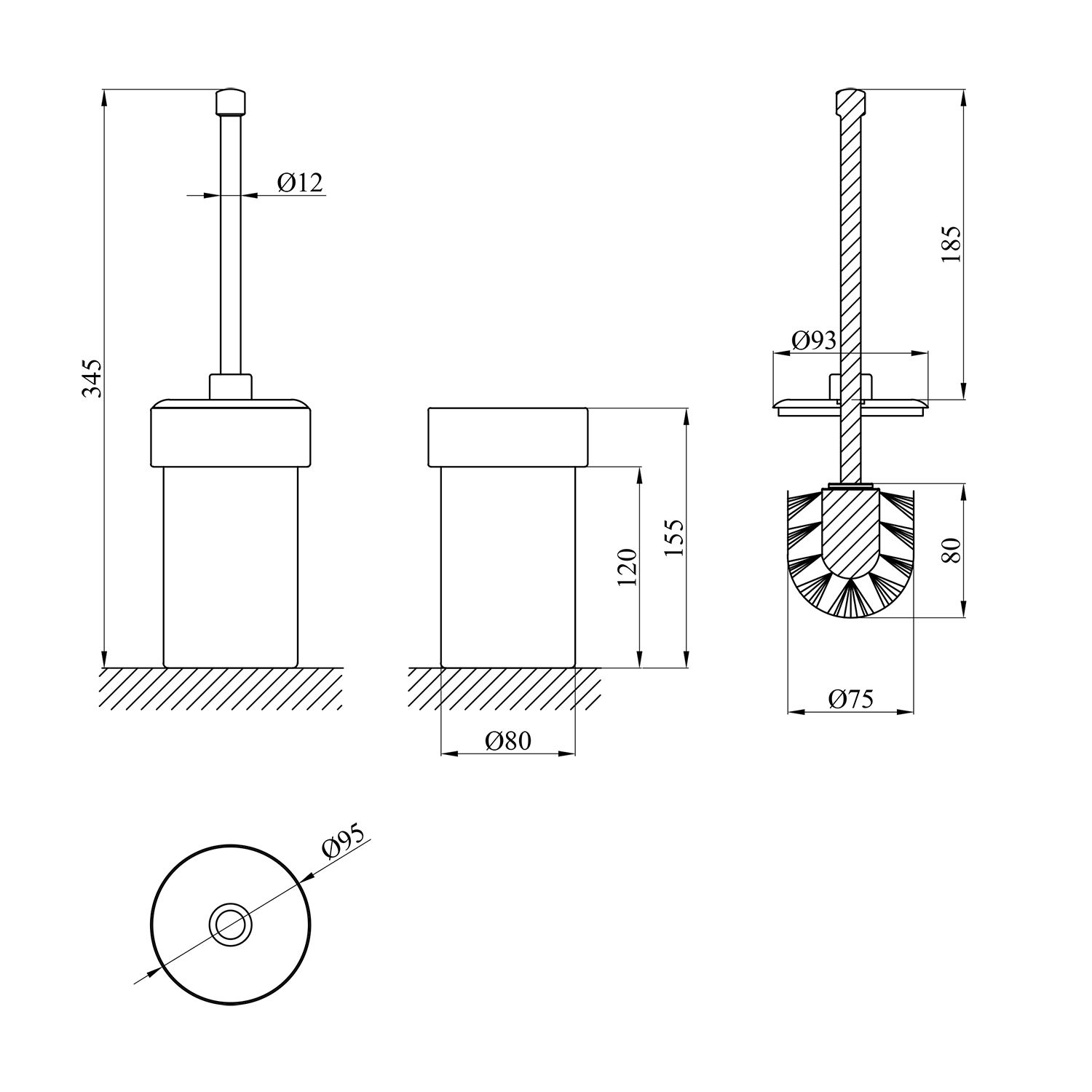 Йоржик для унітаза підлоговий Kroner KRM Rizze - ACG323-1