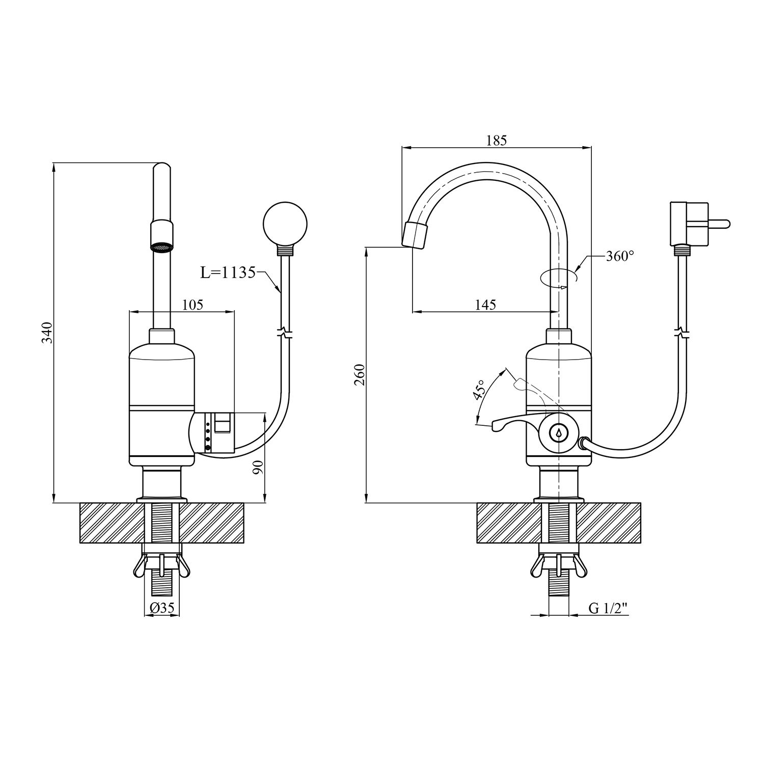 Проточний водонагрівач Kroner KRM Volt - CW190FA