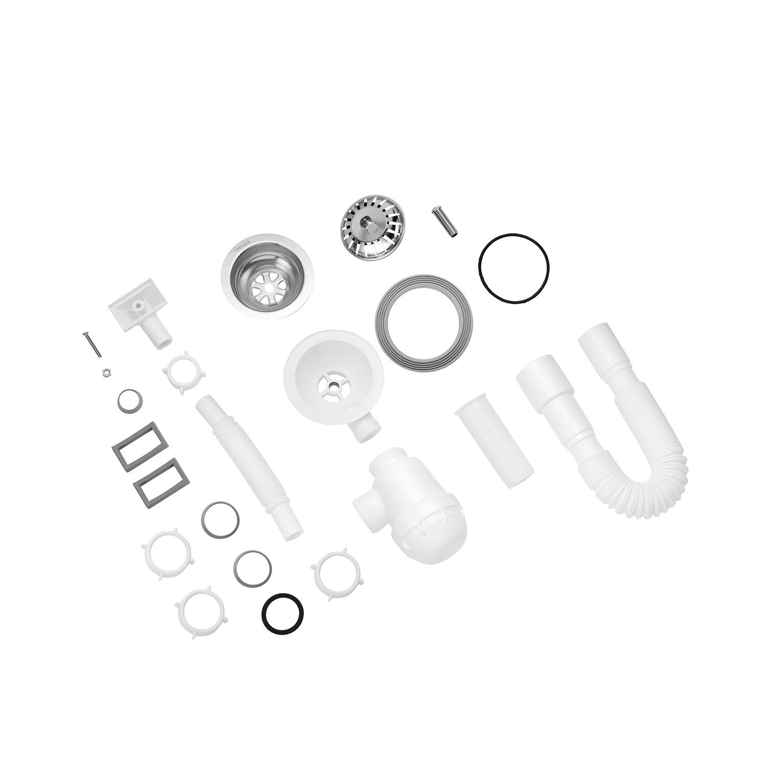 Сифон для кухонної мийки Kroner KRP - KS02 3 1/2"х40/50 мм з квадратним переливом