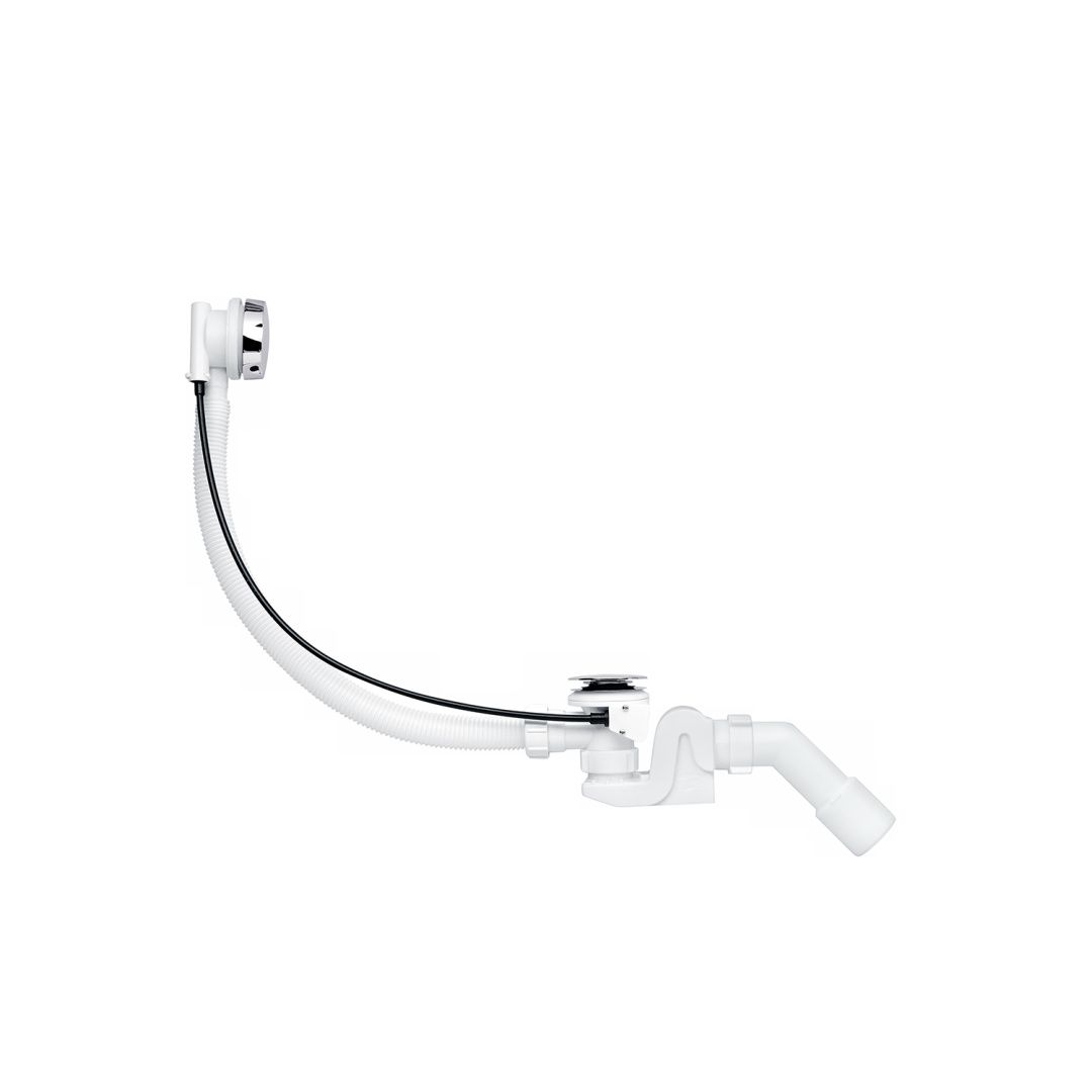 Сифон для ванної ANIplast ''Бріг'' напівавтоматичний, з перехідною трубою 45°40х50, 520 мм металева ручка EM361EU