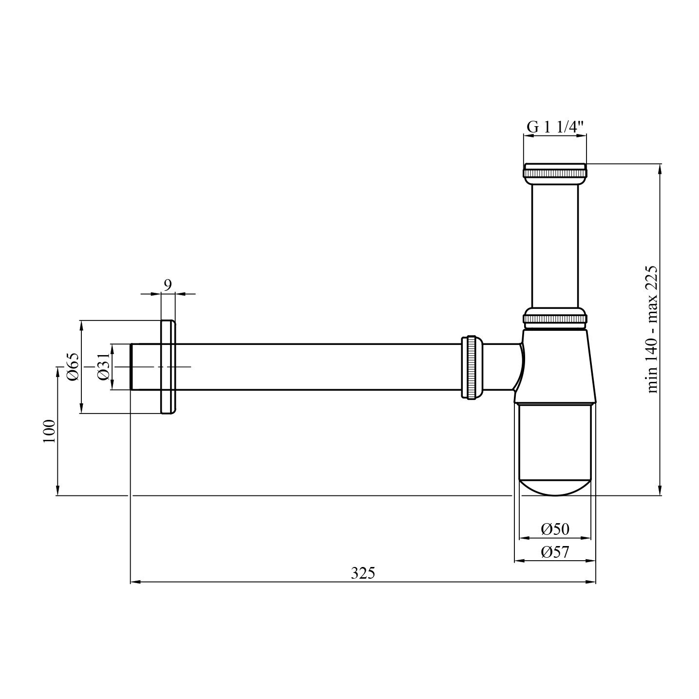 Сифон для раковини Kroner KRM - C965 1 1/4" без випуску