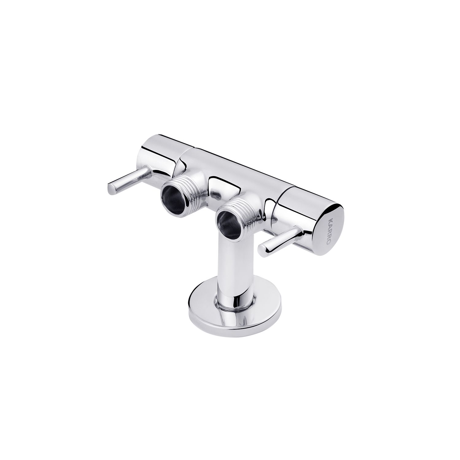 Кран приладовий для підключення Karro 1/2"x1/2"x1/2" ЗЗЗ на 2 виходи, хромований KR-3155