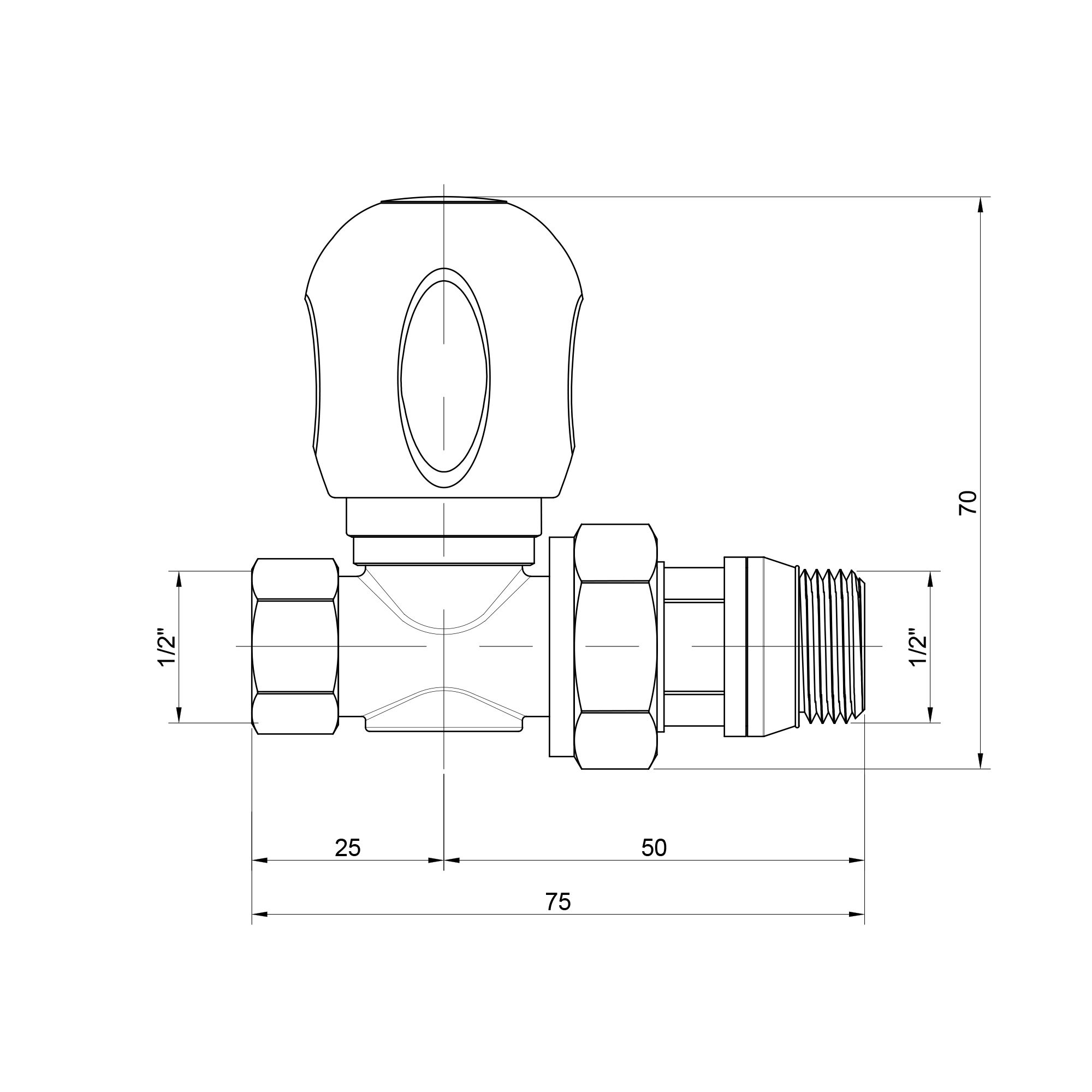 Кран радиаторный Icma 1/2" с антипротечкой прямой №1125