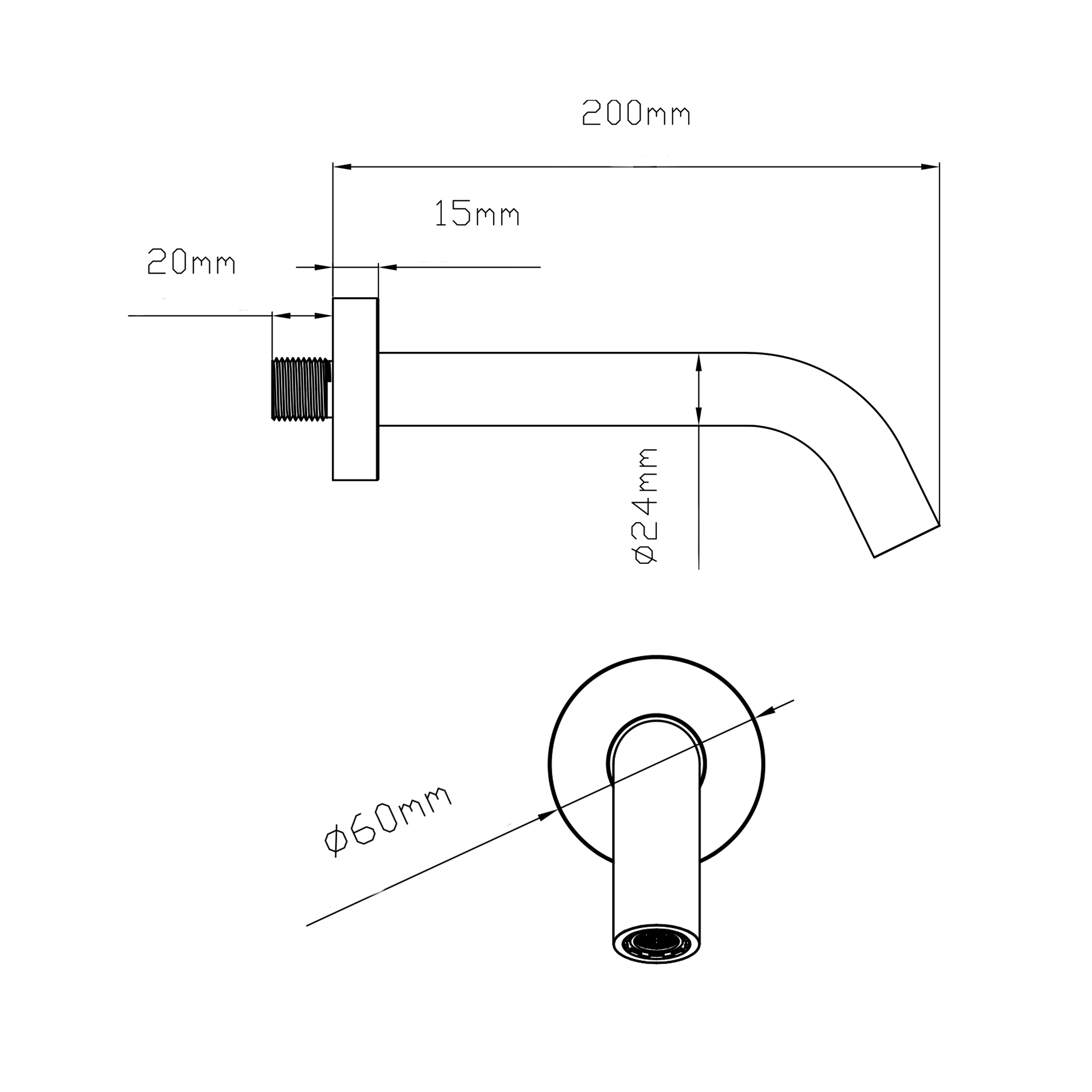 Вилив для систем прихованого монтажу Qtap Vytok 200 мм округлий QTVYT246BLM45931 Black Matt