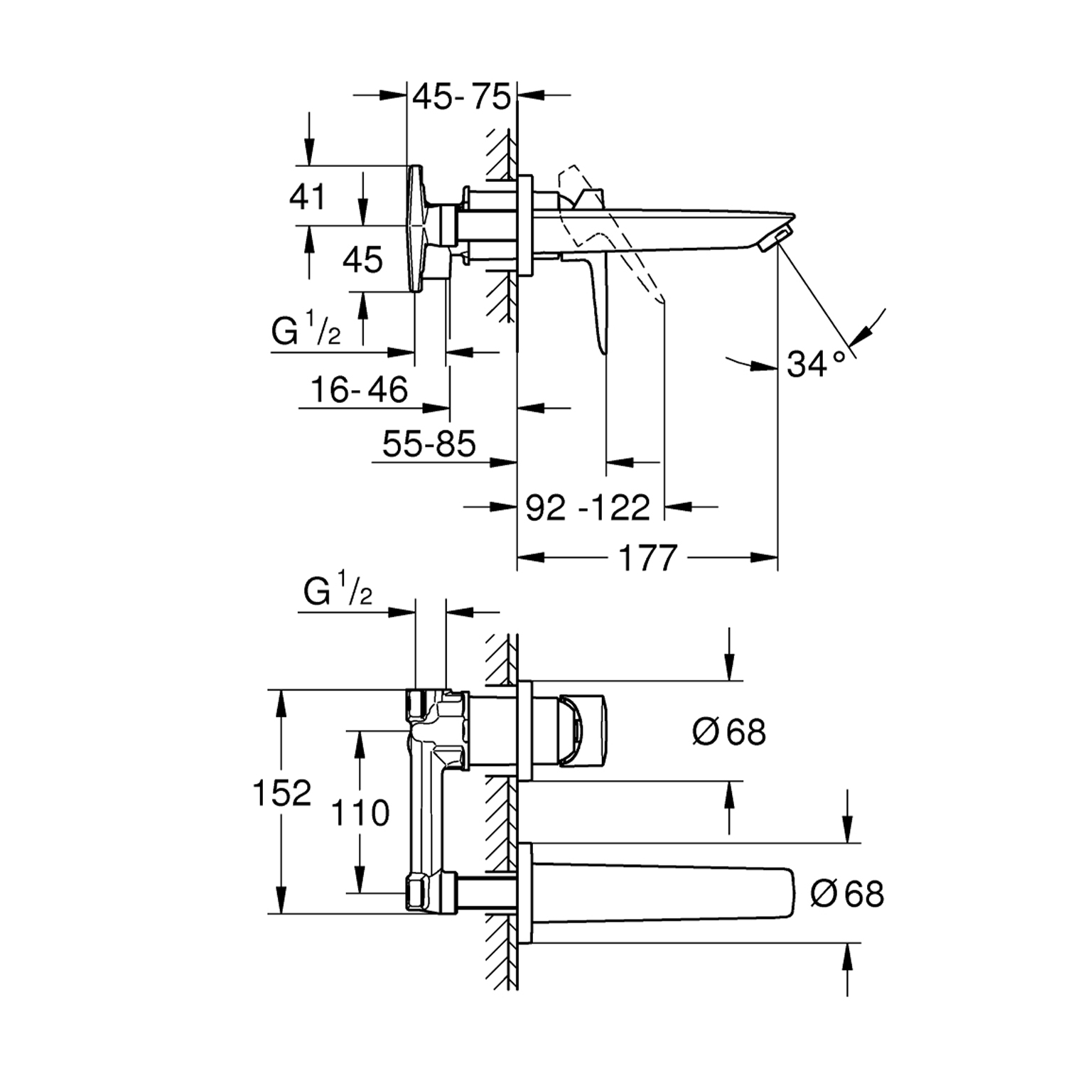 Змішувач прихованого монтажу для раковини Grohe BauLoop New 20289001