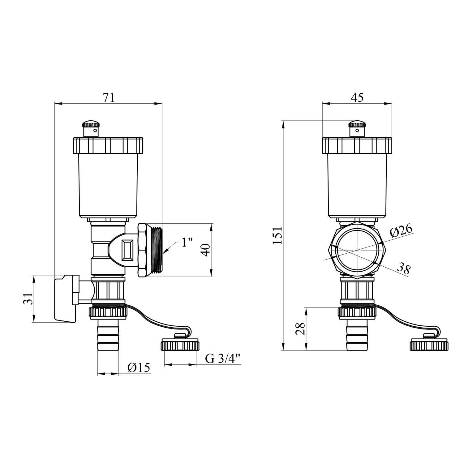 Зливна група для колектора Karro "Super" 1" РЗ нікельована KR-17022-1