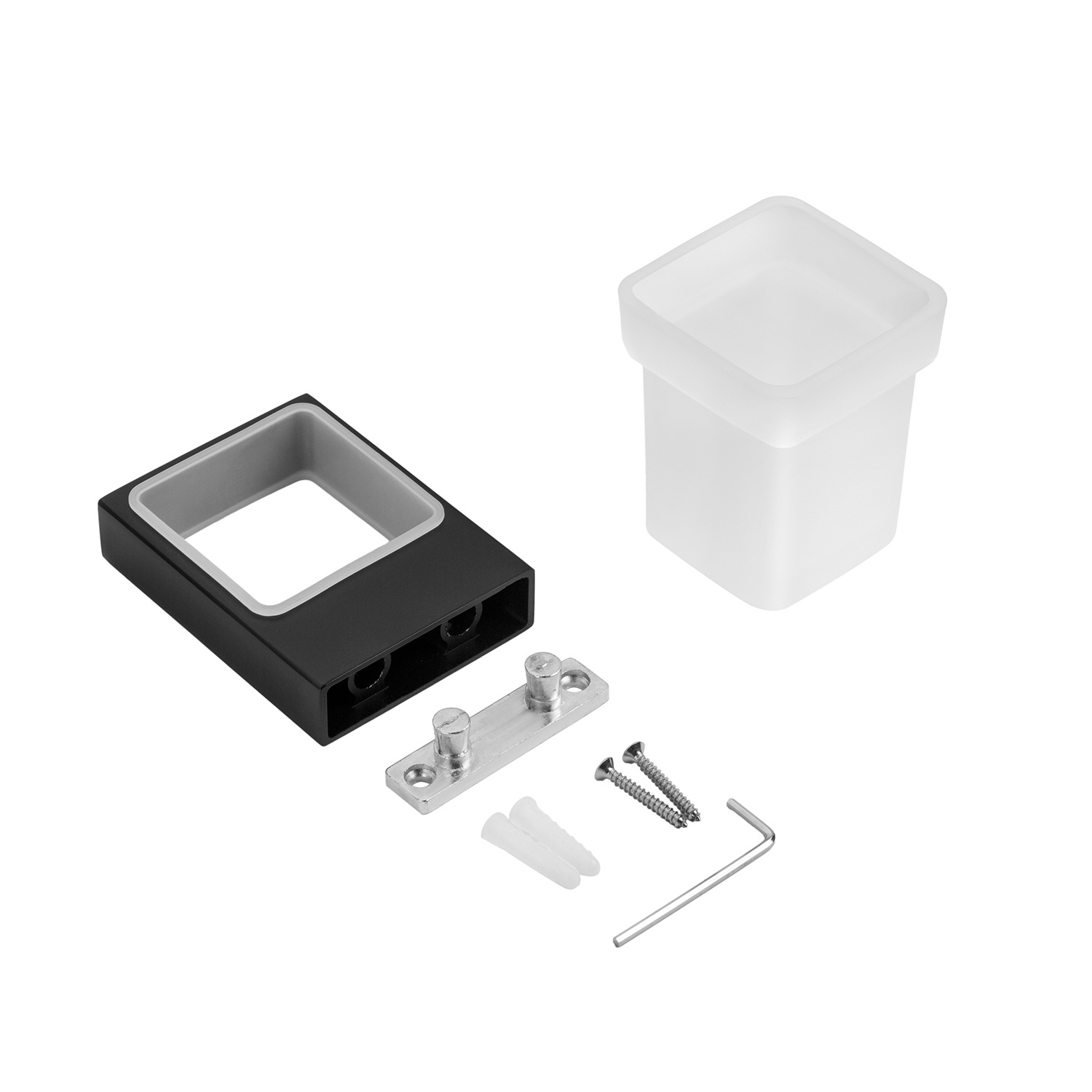 Склянка з тримачем для ванної кімнати Kroner KRP Edelstahl Kubus - SCH3906