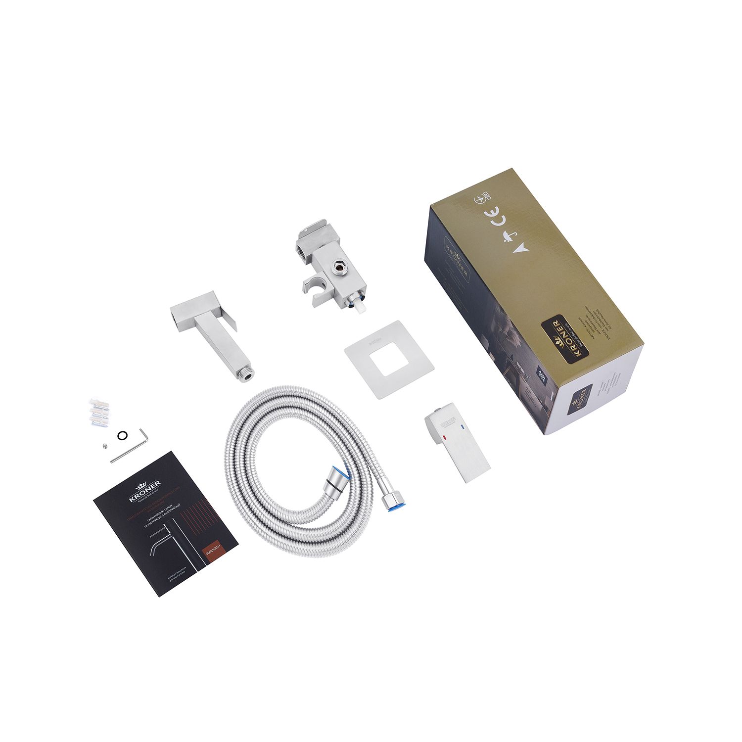 Набір для гігієнічного душу прихованого монтажу зі змішувачем Kroner KRP Edelstahl Kubus - ESG053