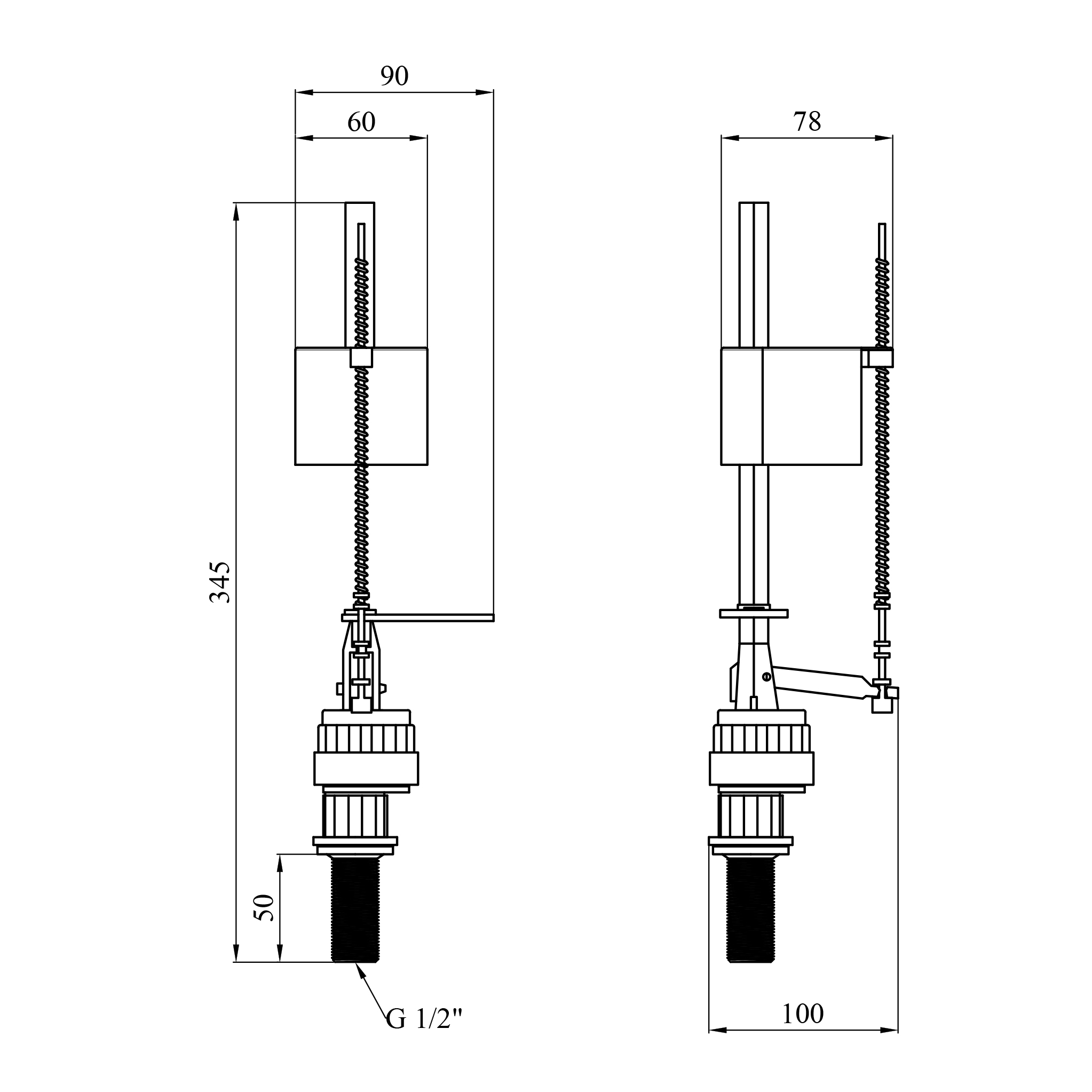 Наливний клапан для бачка унітаза NM з нижнім підведенням 1/2"