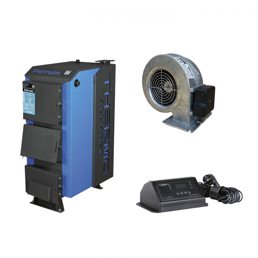 Thermo Alliance Ferrum V 3.0 Котел твердотопливный стальной FSF 20-24 + Вентилятор котла до 40 кВт, "M Plus M" + "ТА25nzPID" Контроллер для котла
