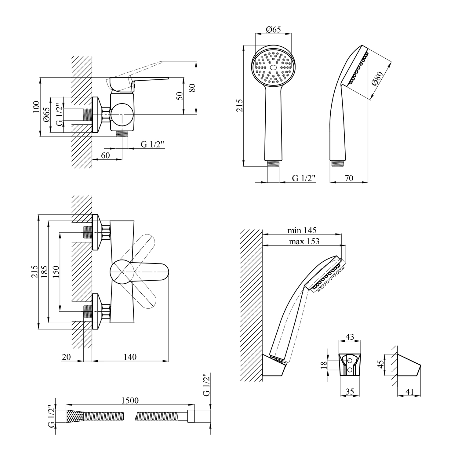 Змішувач для душу Kroner KRM Elbe - C050