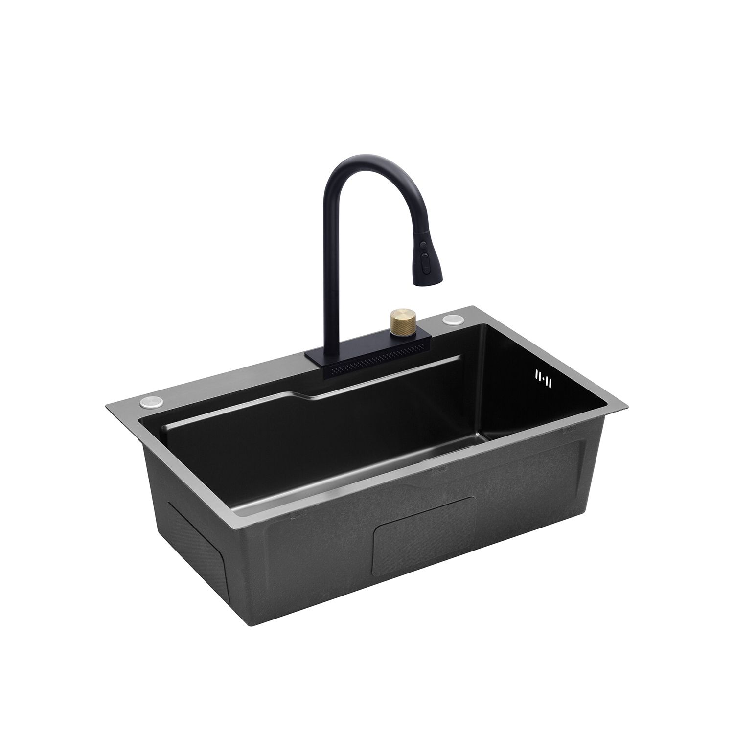 Кухонна мийка Kroner KRP Schwarze - SET7546HM PVD (3.0/0.7 мм)