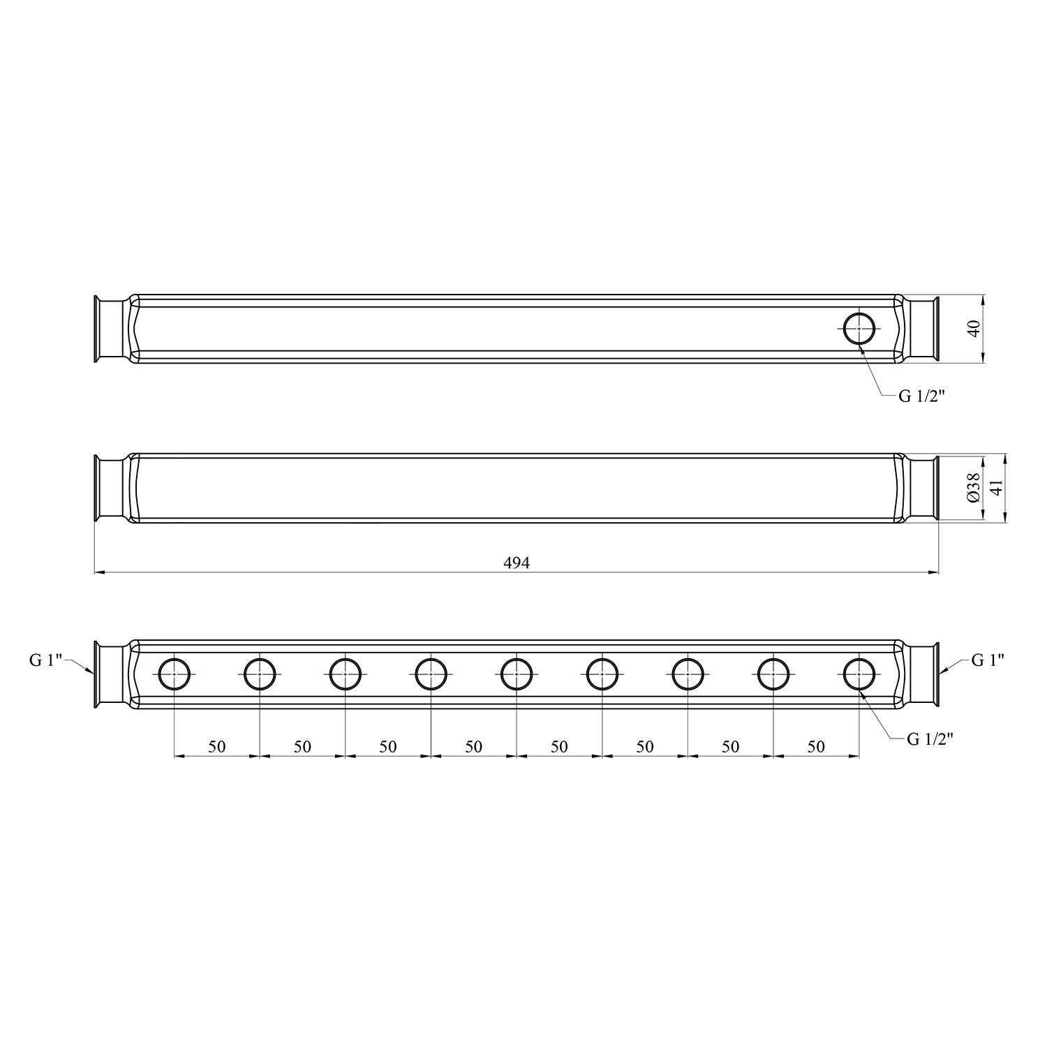 Колектор Karro на 9 виходів 1"х1/2" РВ нержавіюча сталь KR-1003