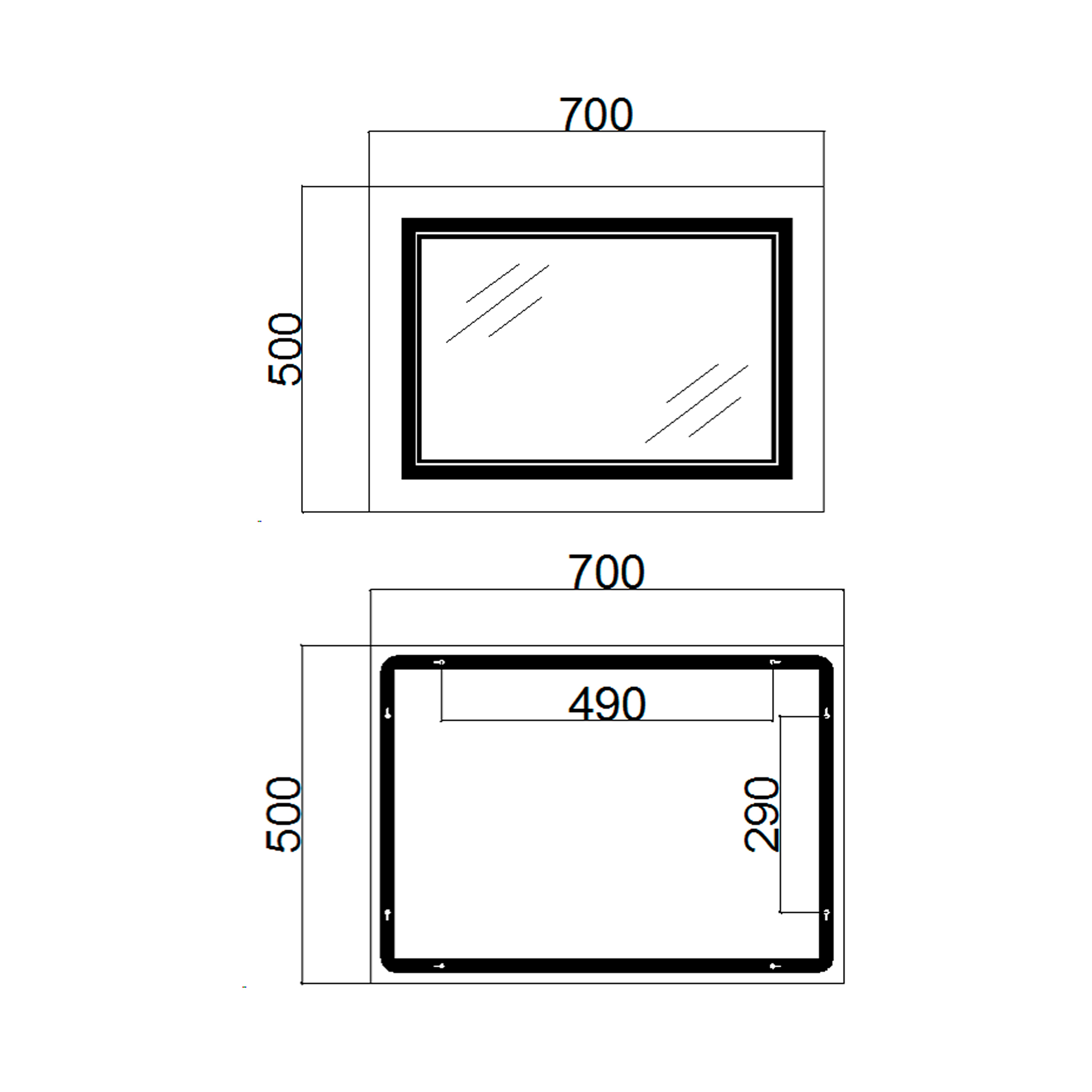 Дзеркало Qtap Cardinal 500х700 з LED-підсвічуванням Touch, з антизапотіванням, з димером, рег. темп. кольору (3000-6500K) Reverse QT0478C5070